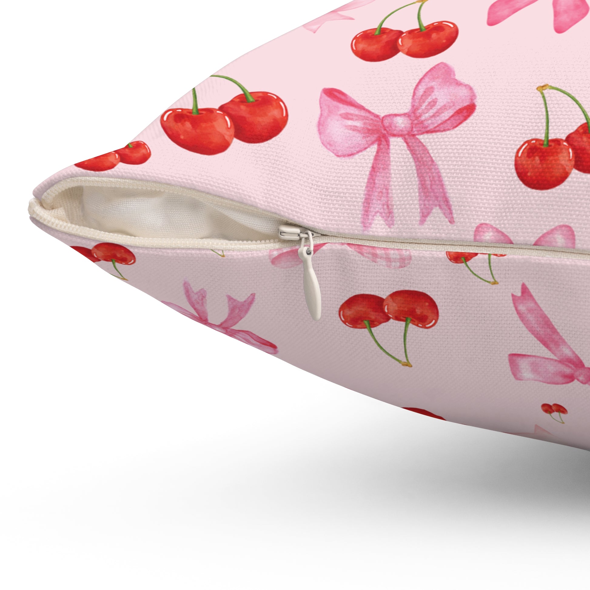 Pink Decorative Pillow Coquette Cherry Ribbon Bows Home Accents Mother's Day Gift Luxurious Home Living Room Comfort for Bedroom or Housewarming Gift New House, Bridal Shower Gift.