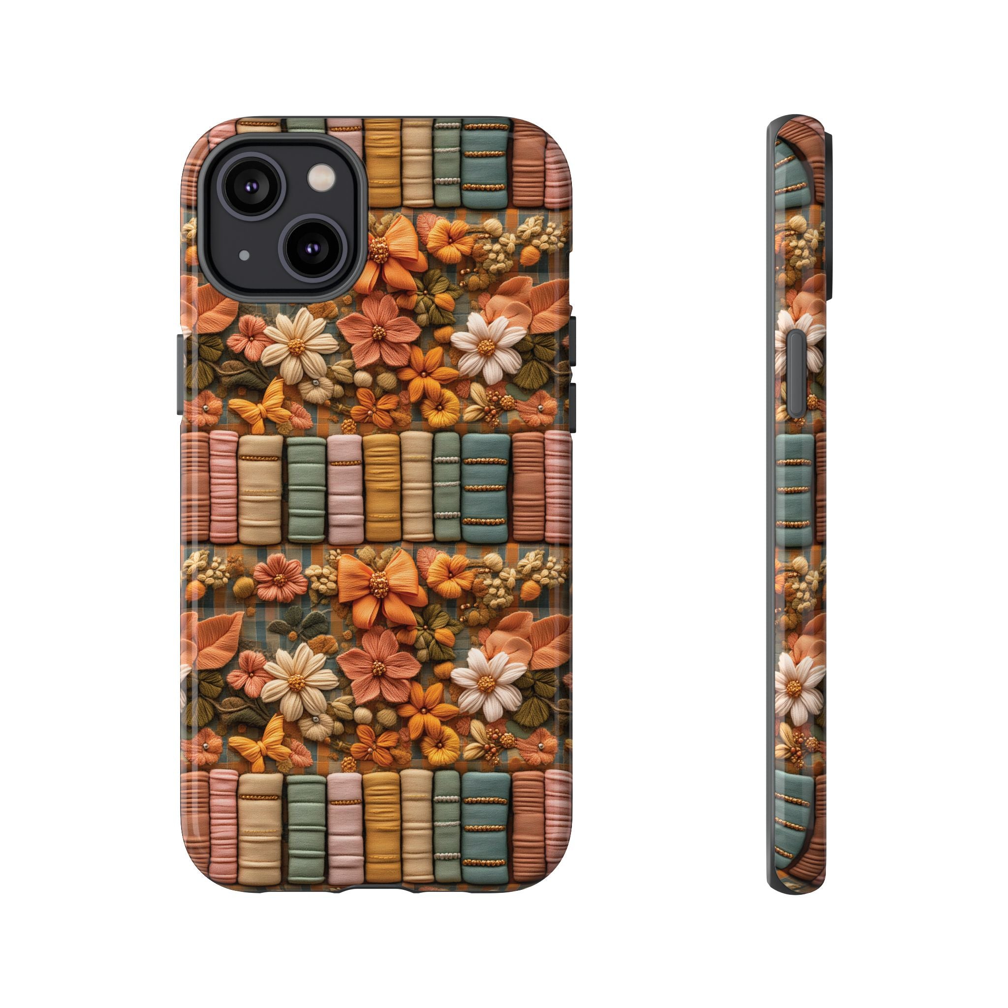3D Illusion Boho Floral and Books Phone Case Gift for Her Phone 15, Samsung iPhone Samsung Gift for Her Case iPhone 15, Samsung iPhone Samsung Accessory Gift for Her