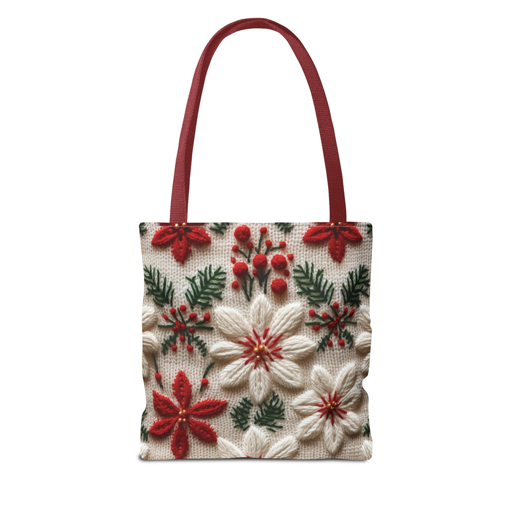 Festive Poinsettia Christmas Tote Stylish Holiday Bag for Shopping, Gifts, and Everyday Use - Durable, Reusable, and Perfect for Spreading Cheer This Holiday Season - MRSBYVALLE