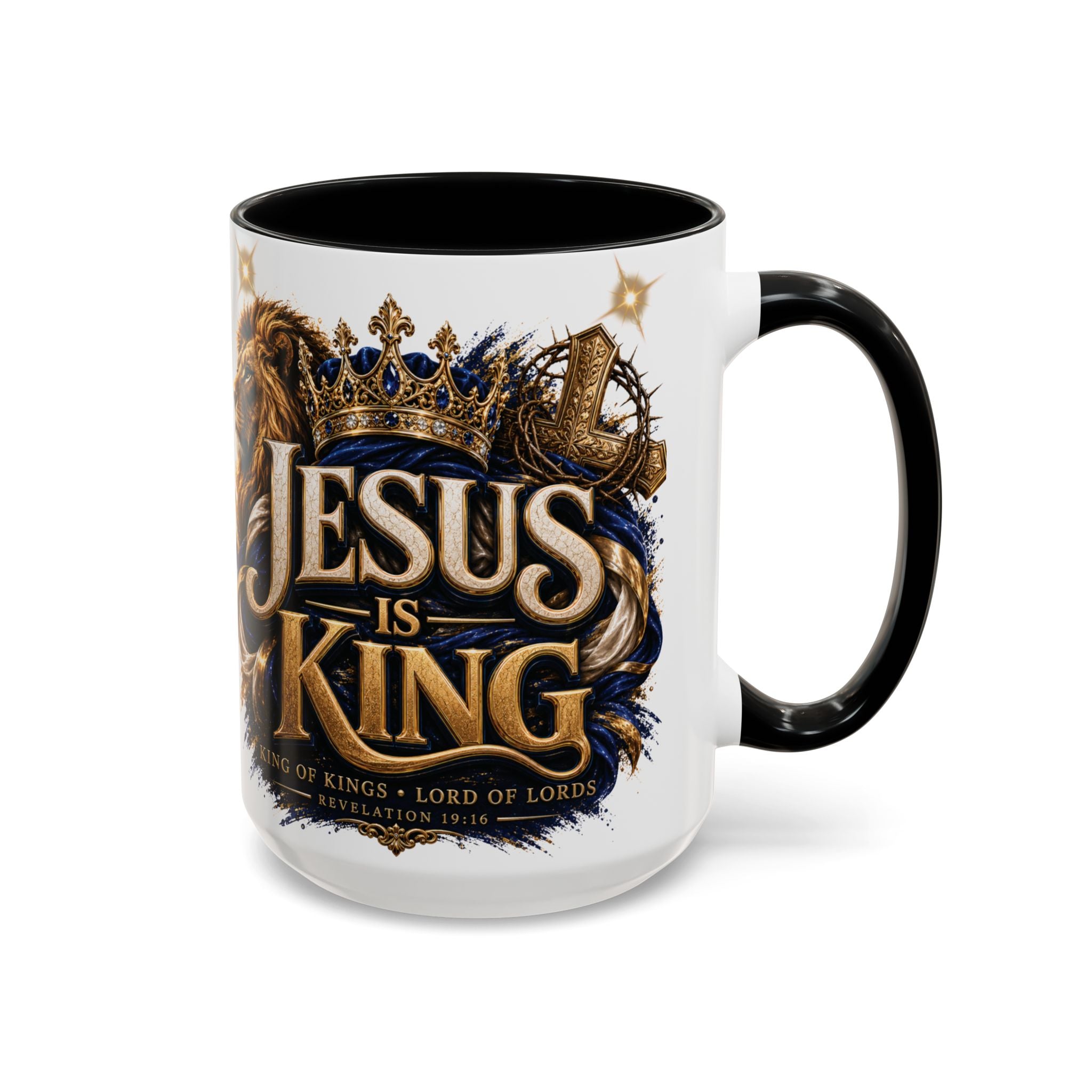 Jesus Is King Coffee Mug Christian Faith Accent Mug (11/15oz) Gift for Dad Mom