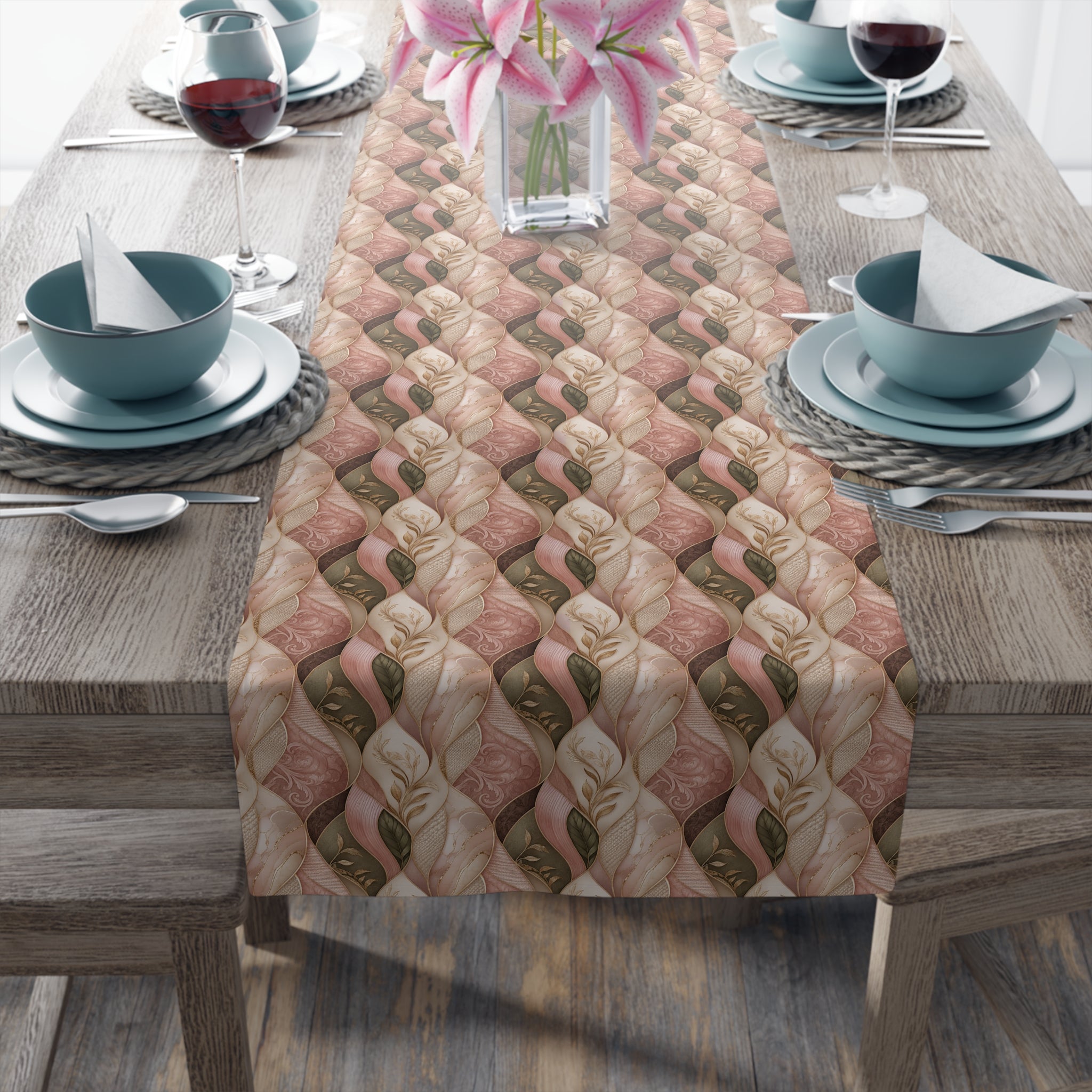 Braided Neutral Table Runner - Rustic Beige Cotton-Poly Dining Accent Dinner