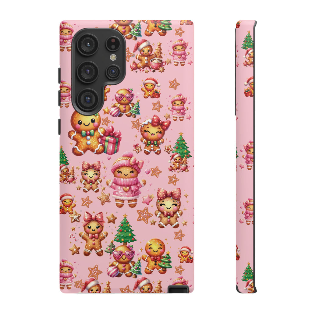 Adorable Pink Gingerbread Girl Phone Case Girly Holiday Vibes, Sweet Christmas Aesthetic, Cute & Festive Gift Idea for Her, Fun Protective Cover