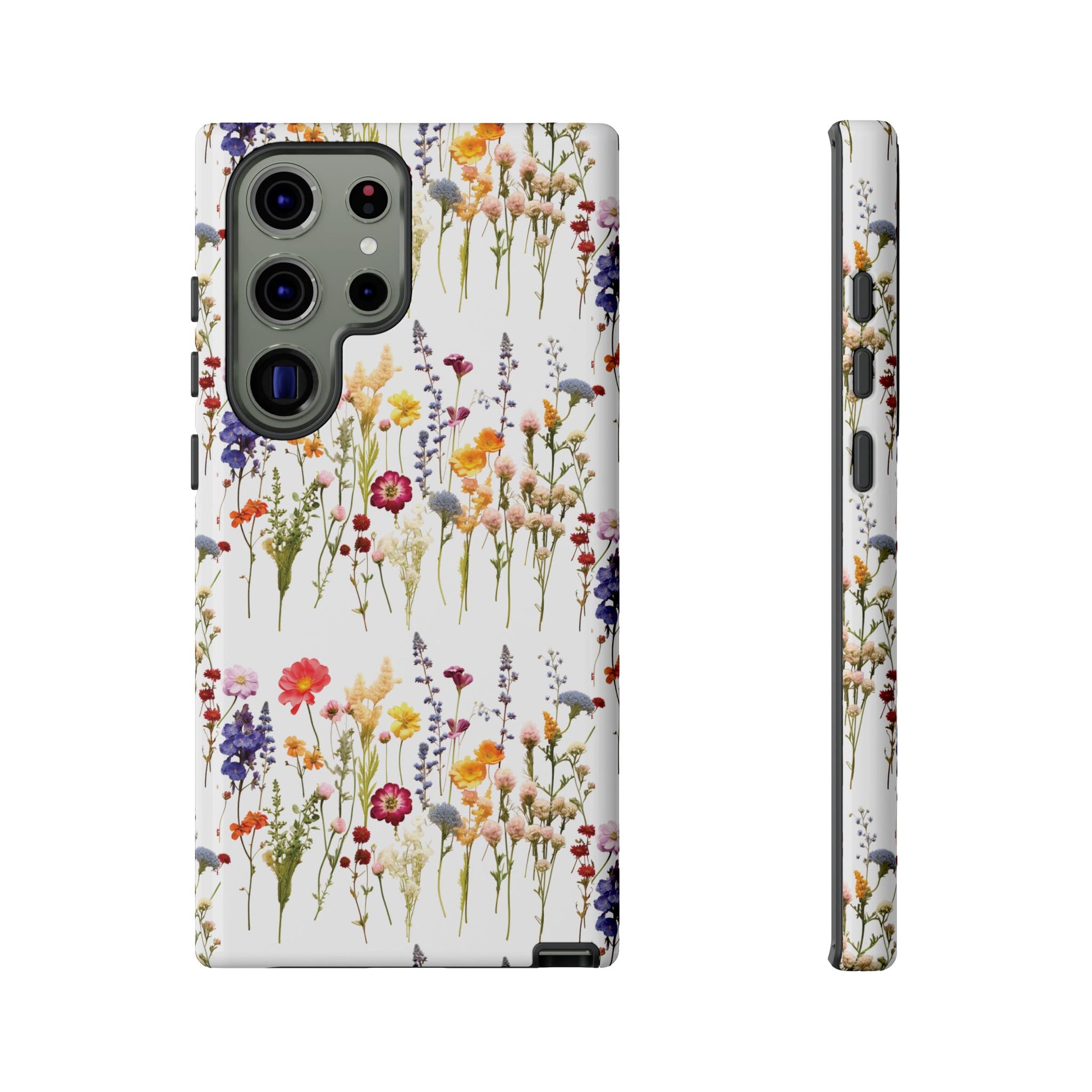 White Best Phone Case Press Flowers Floral 3D Illusion Luxury Tough Case Floral Elegant Durable Stylish for Modern Devices iPhone 17, 16, 15, Samsung iPhone Samsung Accessory Gift for Her