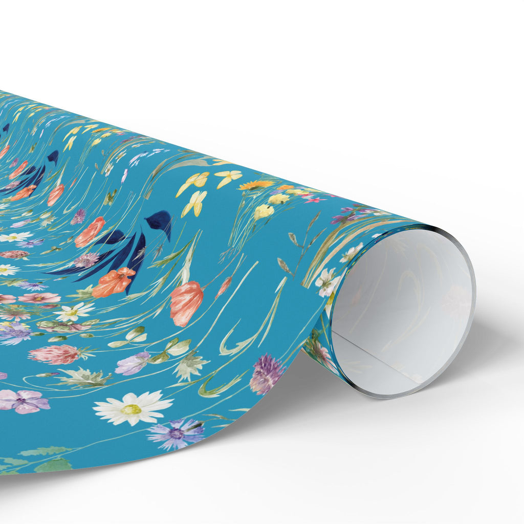 Turquoise Wildflowers Wrapping Paper Wedding, Birthdays