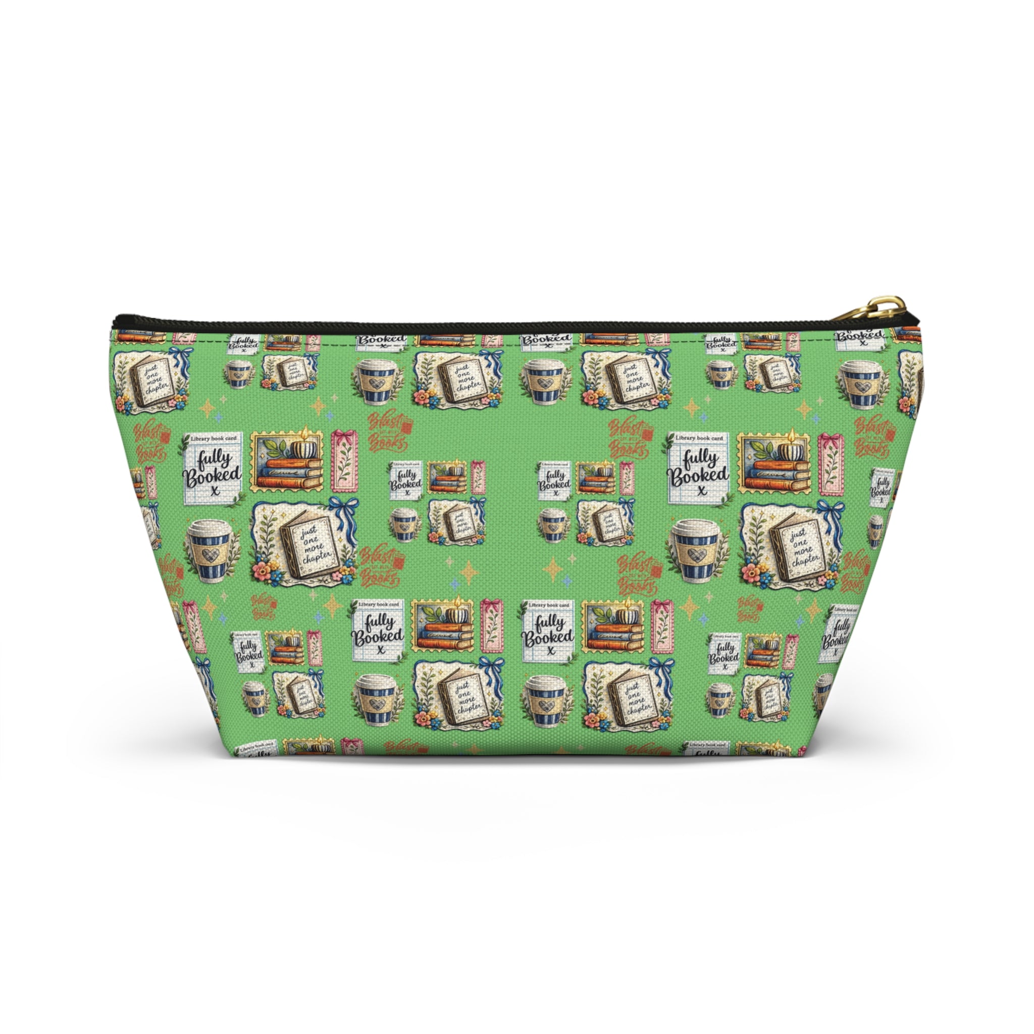 Pochette d'accessoires pour livres et café – Trousse de maquillage zippée en T pour les amoureux des livres