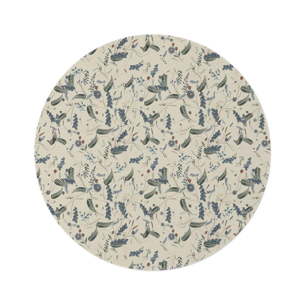 Tapis rond botanique floral — Tapis décoratif de bureau ou de chambre à coucher inspiré du jardin