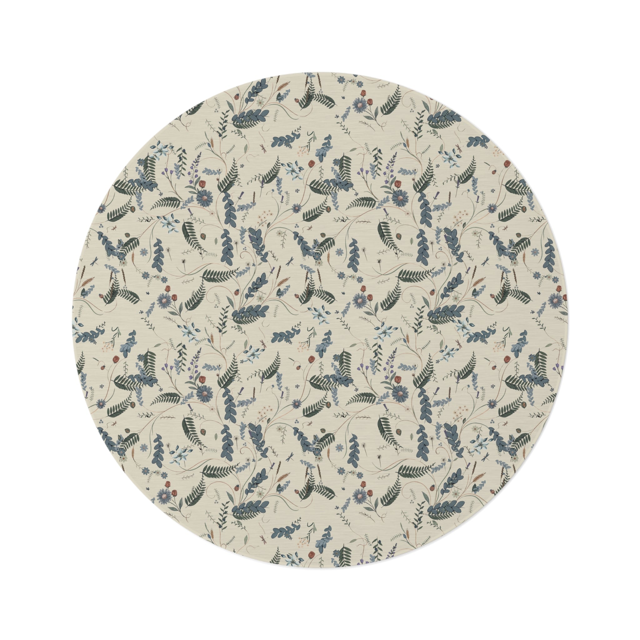 Botanical Floral Round Rug — Decorative Garden-Inspired Area Rug Office, Bedroom Rug