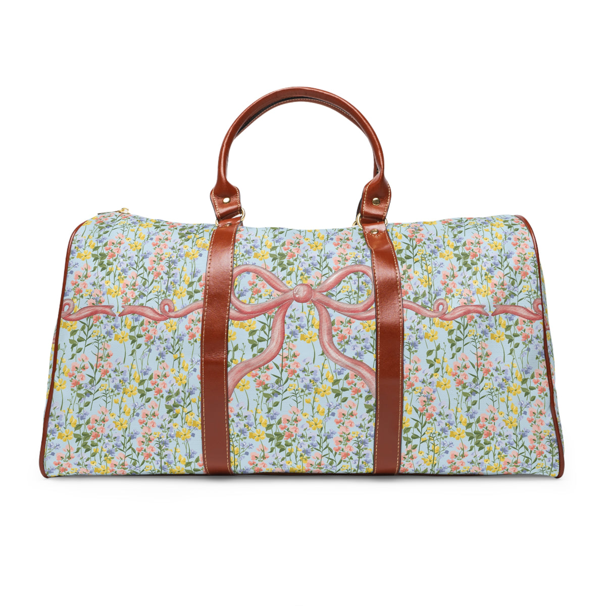 Sac de Voyage Imperméable à Fleurs Roses et Nœuds Roses et Bleu Glacier, Idéal Comme Cadeau