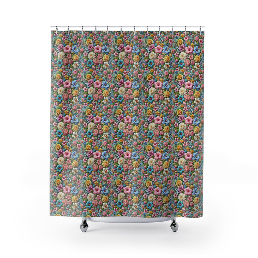 Boho Pastel Wildflower Shower Curtain 71x74 Inches, Vibrant Floral, Elegance and Charm to Your Bathroom Decor Perfect gift for Newlyweds - MRSBYVALLE