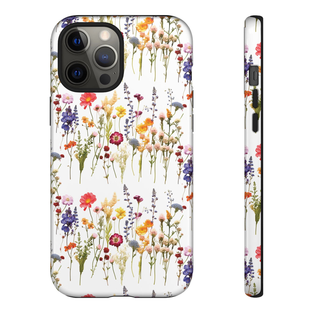White Best Phone Case Press Flowers Floral 3D Illusion Luxury Tough Case Floral Elegant Durable Stylish for Modern Devices iPhone 17, 16, 15, Samsung iPhone Samsung Accessory Gift for Her