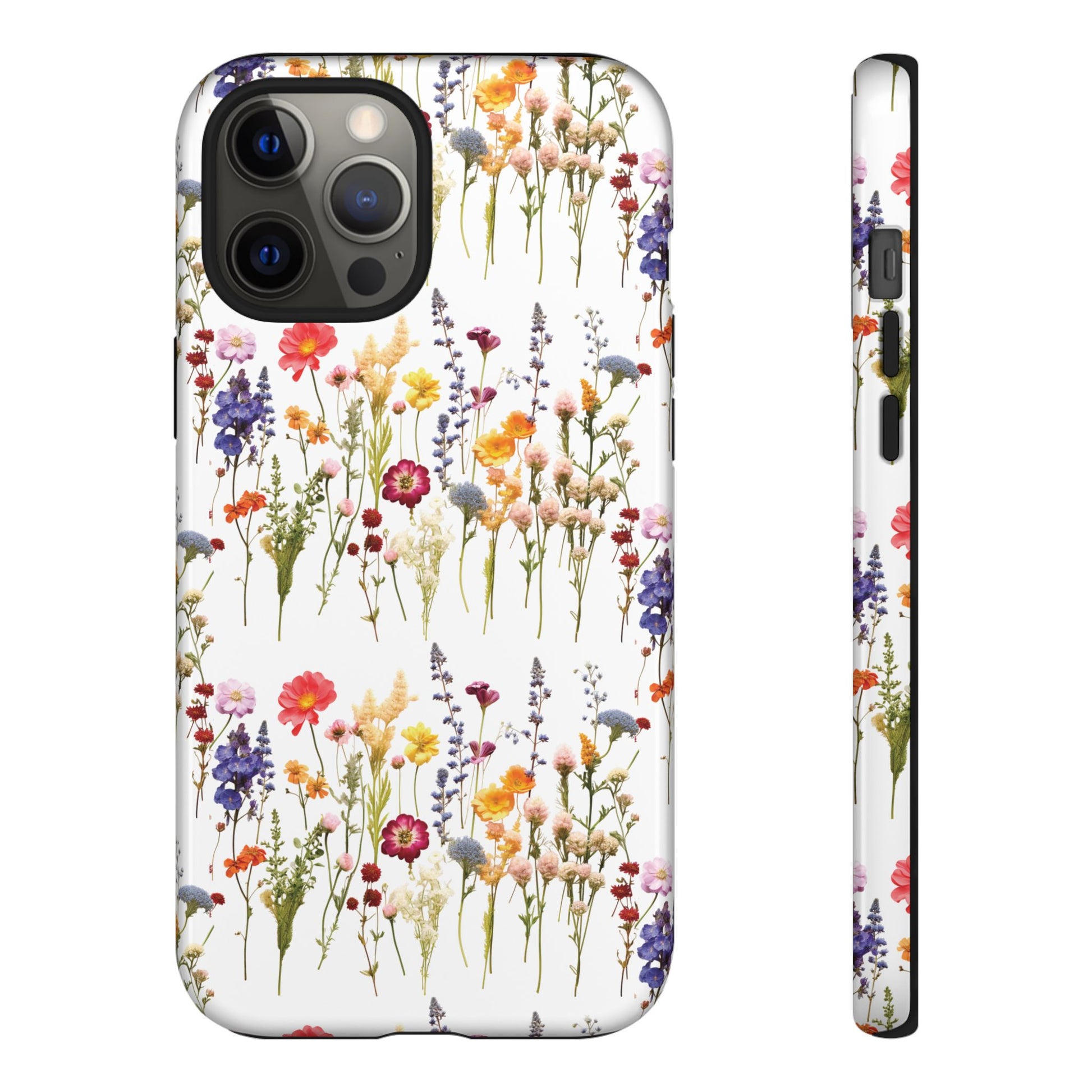 White Best Phone Case Press Flowers Floral 3D Illusion Luxury Tough Case Floral Elegant Durable Stylish for Modern Devices iPhone 17, 16, 15, Samsung iPhone Samsung Accessory Gift for Her