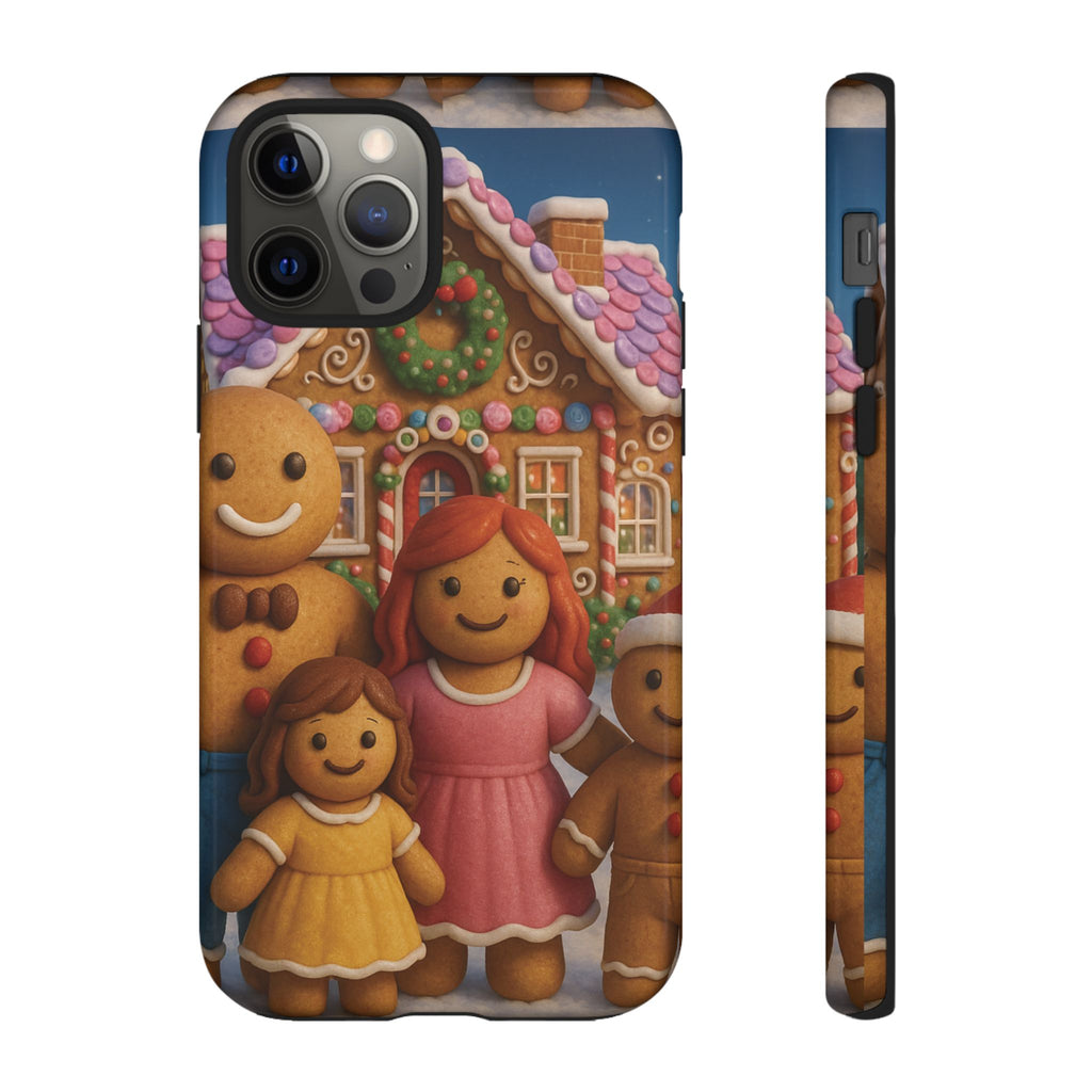 Coque de téléphone esthétique Famille en Pain d'Épices – Design d'inspiration vintage sur le thème de Noël – Étui stylé pour modèles iPhone et Samsung Galaxy