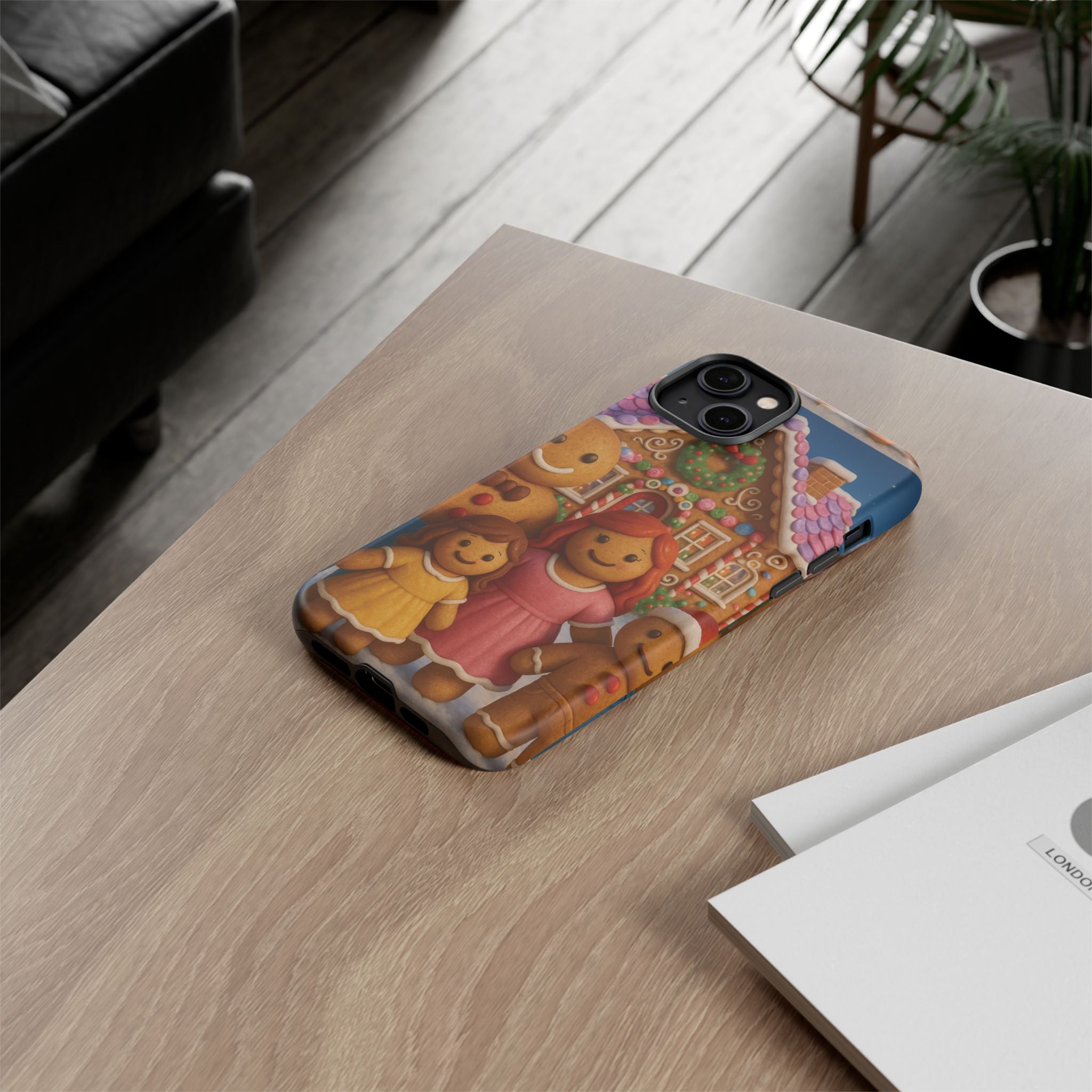 Coque de téléphone esthétique Famille en Pain d'Épices – Design d'inspiration vintage sur le thème de Noël – Étui stylé pour modèles iPhone et Samsung Galaxy