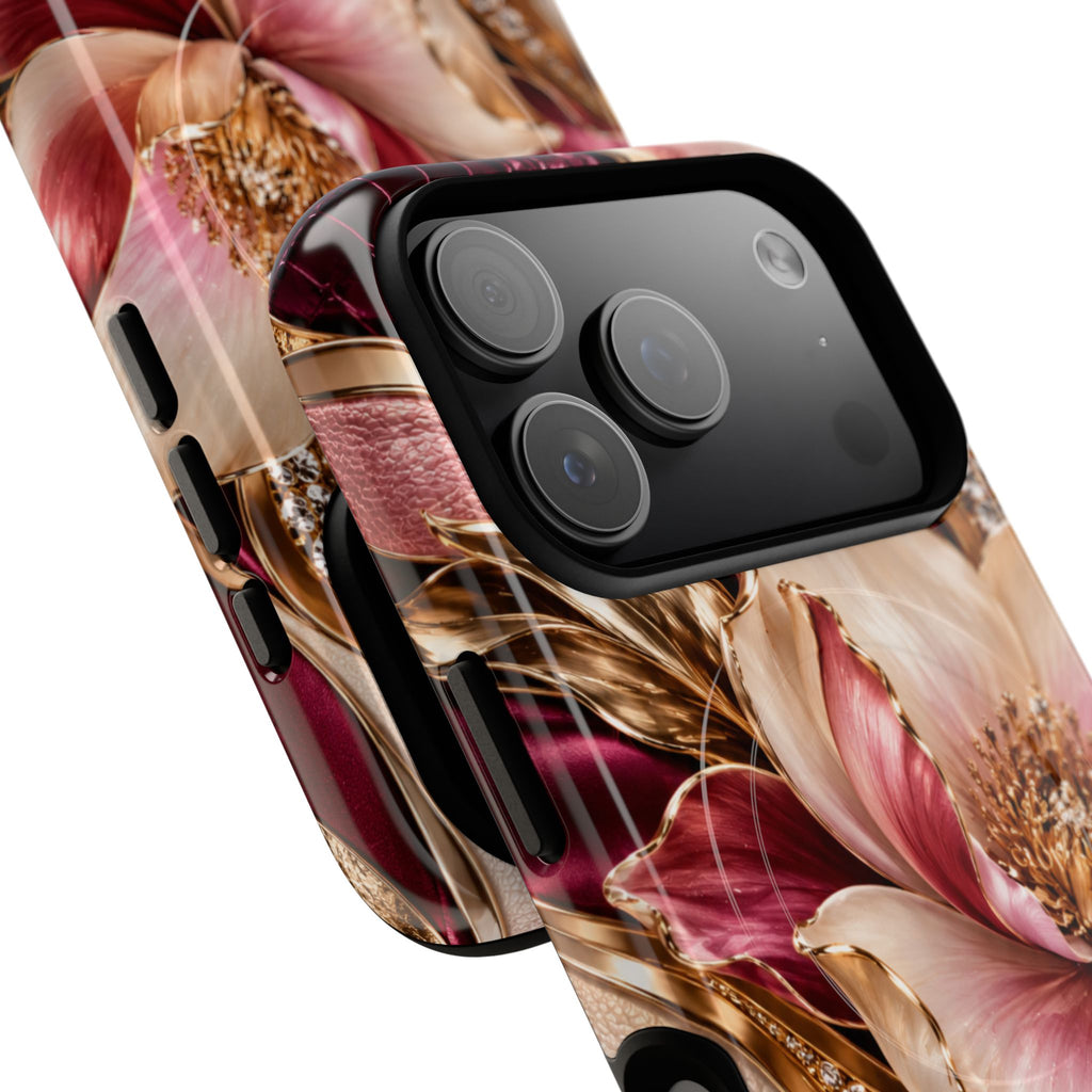 Magnetic Tough Phone Case — Vintage Rose Floral Armor