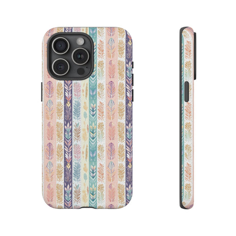 Boho Pastel Feathers Modern Watercolor Abstract Phone Case Compatible with iPhone, Samsung & More - Stylish, Durable Protection with Vibrant Artistic Design Perfect Gift for Her