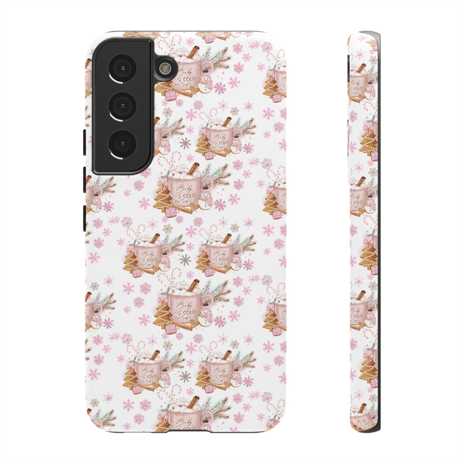 Baby it's Cold Outside Pink and White Phone Case Unique Holiday Protection for Your Device | Stylish & Durable Cover Gift for Her Phone 15, Samsung iPhone Samsung Accessory Gift for Her