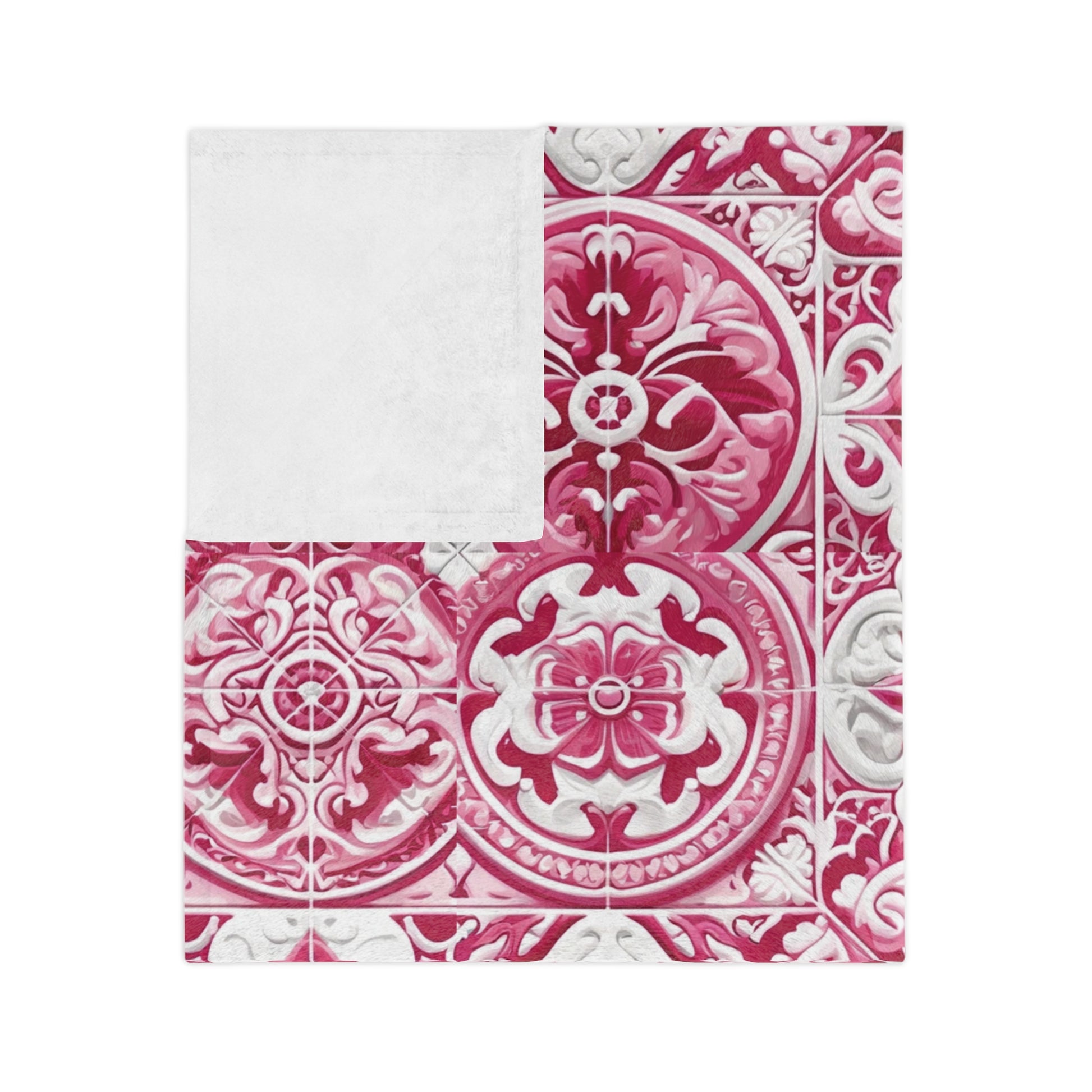 Pink Throw Ultra-Soft Minky Blanket Cozy Comfort Blanket with Pink and White Mediterranean Design for Elegant Home Decor Plush Microfiber for Maximum Comfort Blanket, Perfect for Snuggling Decor, Cozy All-Season Warmth, Housewarming Gift Throw - MRSBYVALLE
