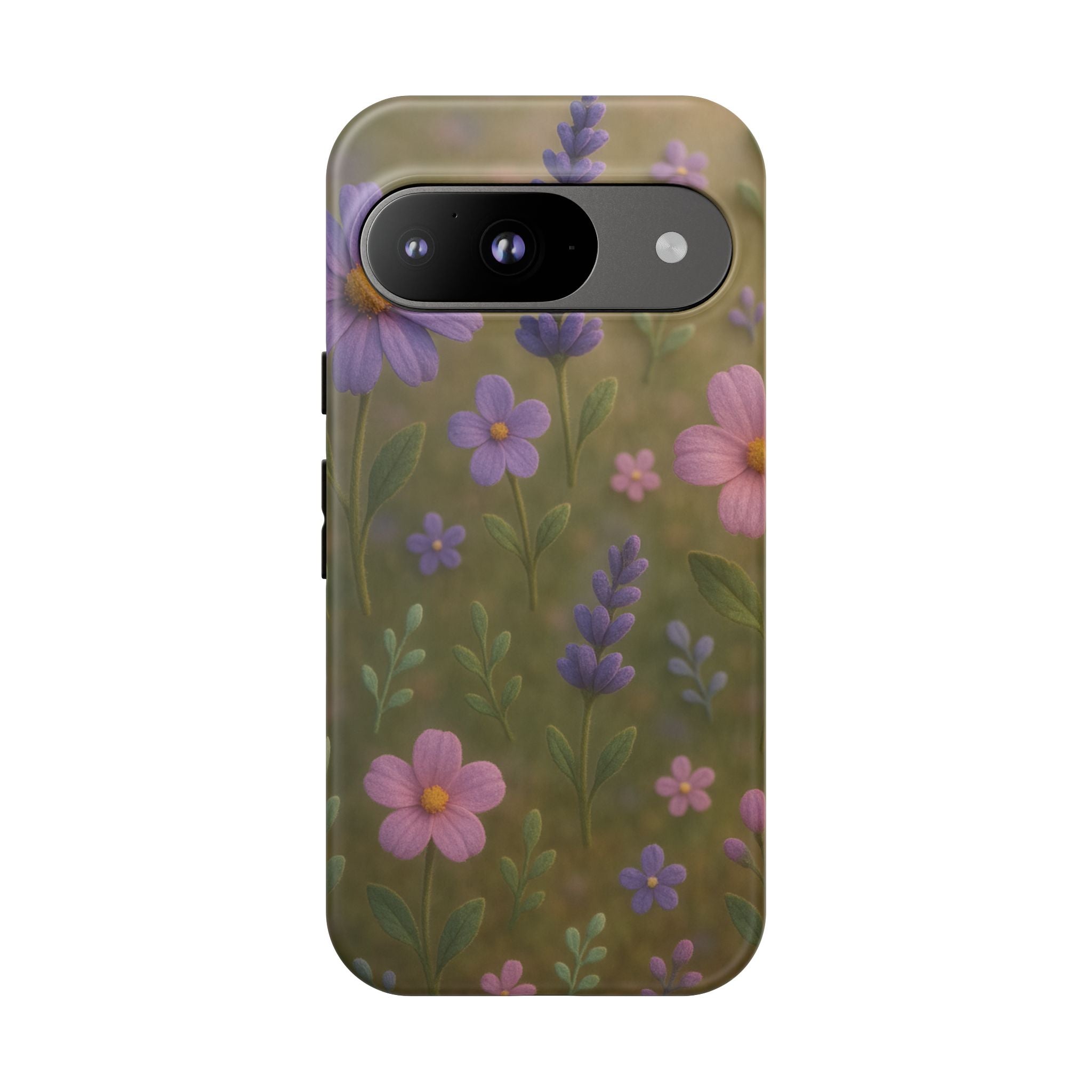 Pastel Flowers 3D Illusion Wildflower Phone Case Cute Pastel Floral Design in Lavender, Pink, Mint Green Aesthetic Protective Case for iPhone and  Android