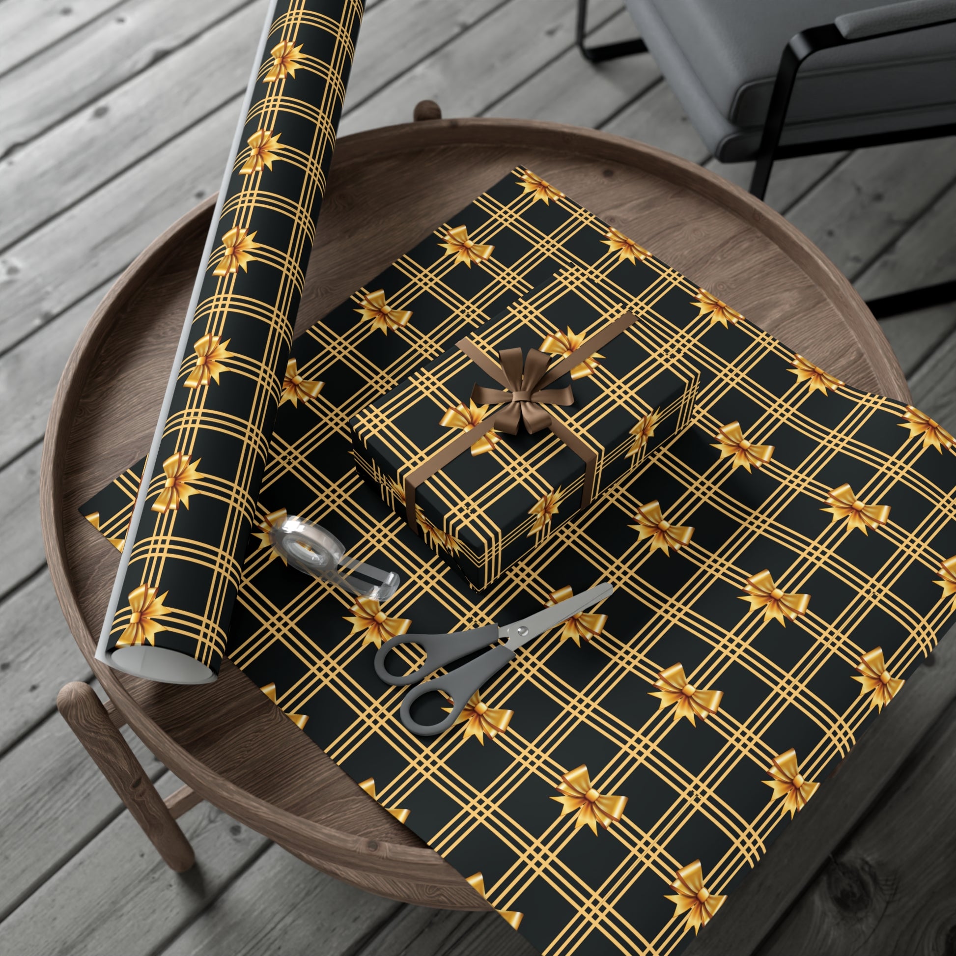 Black and Gold Bows Wrapping Paper Luxury Lover's Wrapping Paper Collection Festive Perfect for Wedding Holiday Decor – Premium Quality - MRSBYVALLE