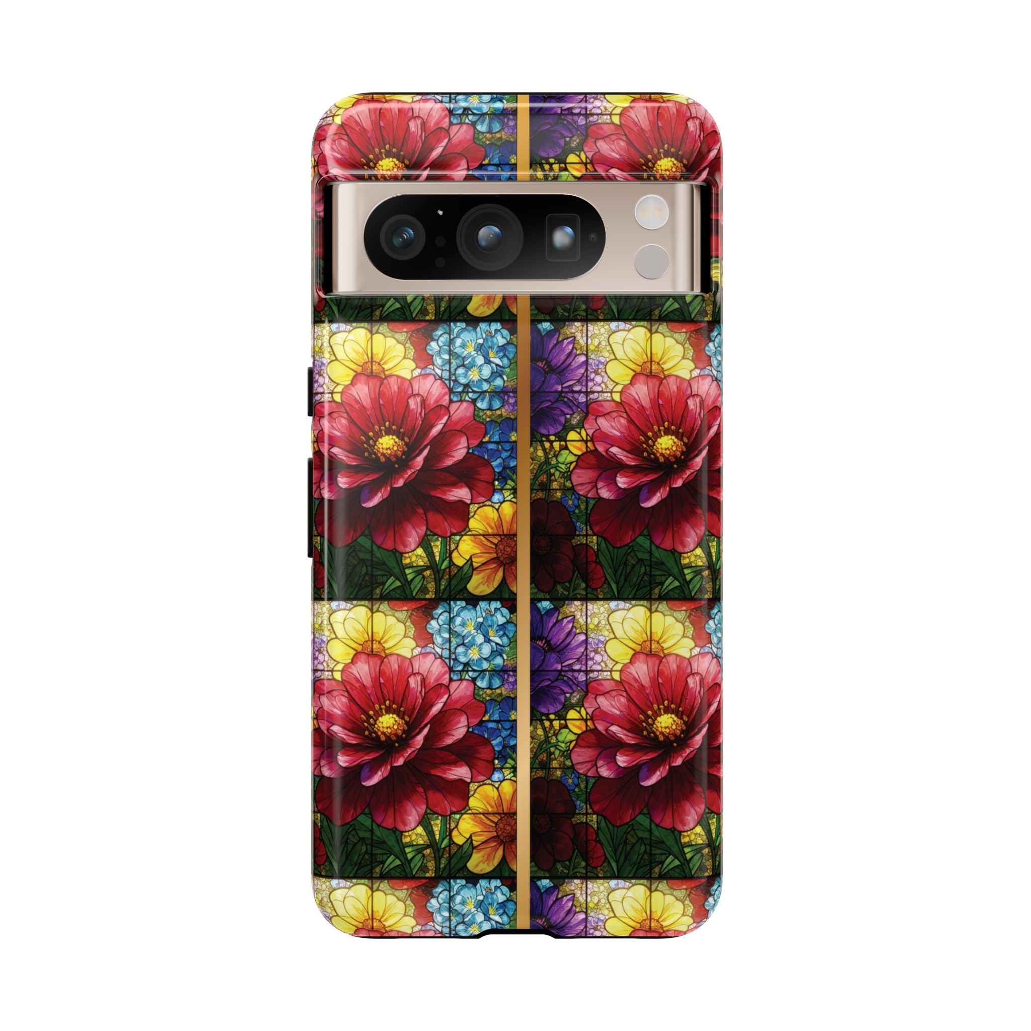 Stained Glass Illusion Floral Phone Case  3D Colorful Flower Design, Protective Christian Gift, Fits iPhone, Samsung, Google Pixel