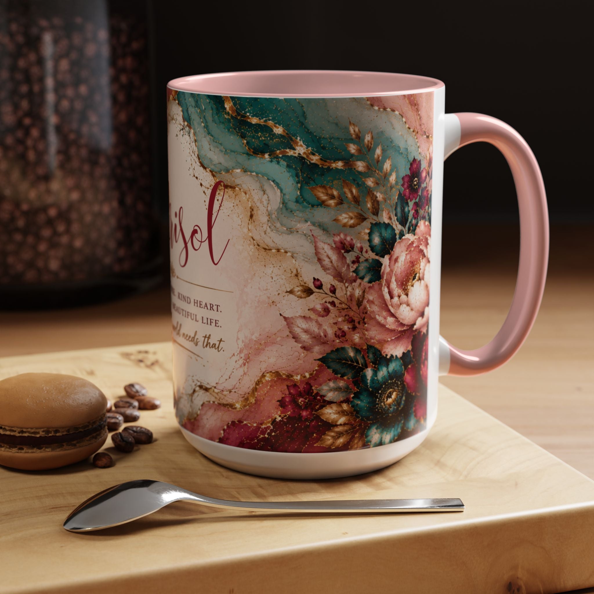 Personalized Name Mug for Women, Inspirational Color Handle Coffee Mug, 11 oz or 15 oz Gift for Her