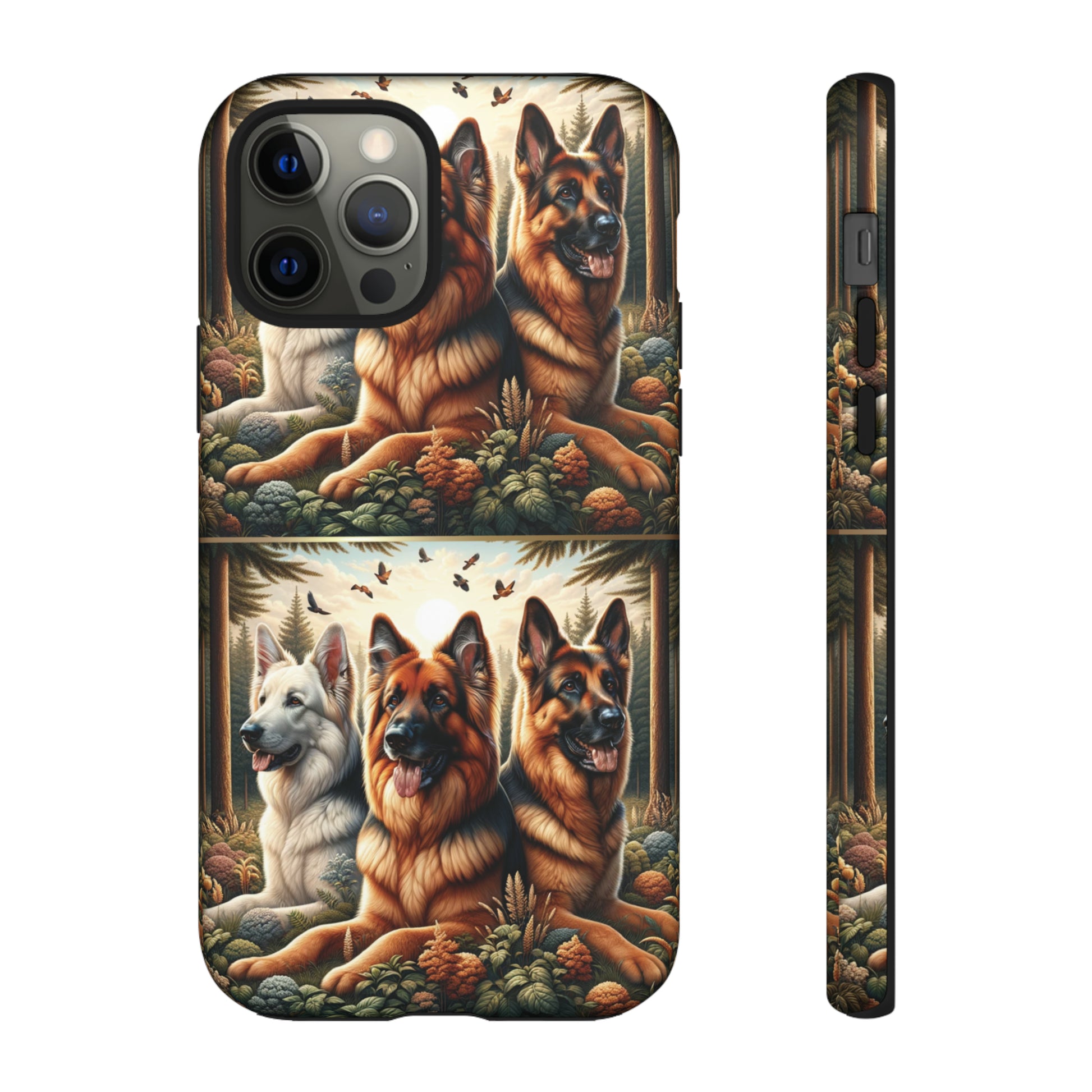 German Shepherd Phone Tough Case Floral Elegant Durable Dog Lover Devices iPhone 15, Samsung iPhone Samsung Accessory Gift for Her.