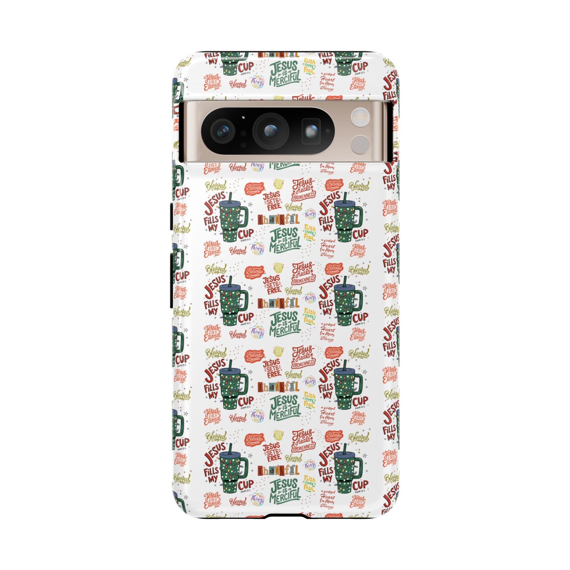 Jesus Fill My Cup Phone Case Cute Floral Design in Red, Pink, Blue – Aesthetic Protective Case for iPhone and  Android