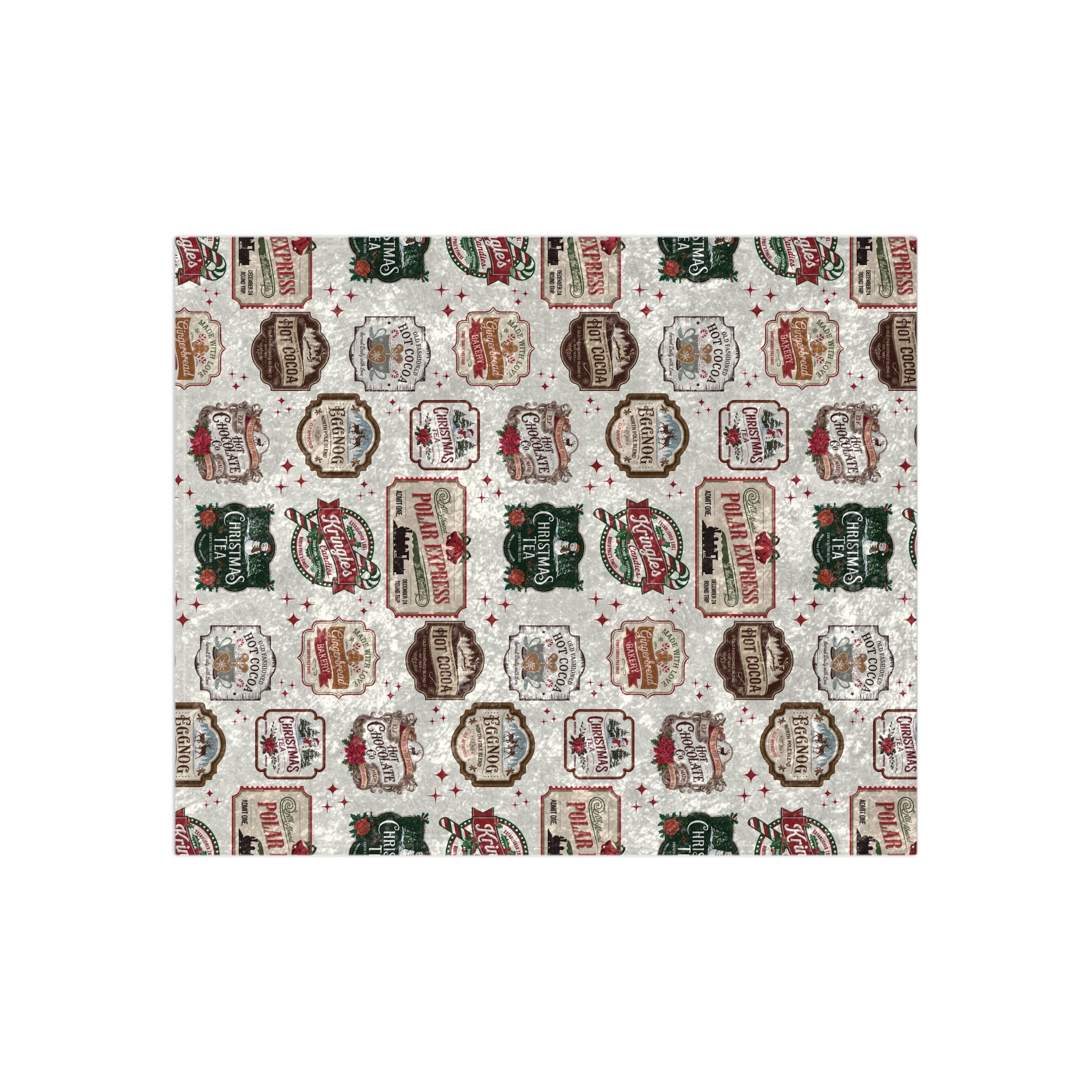 Couverture en velours écrasé « Timbres de Noël vintage » 50x60 pouces, jeté doux en peluche, décor douillet pour les fêtes, parfait pour se prélasser et pour la chaleur hivernale, d'inspiration rétro et festive, parfait pour les canapés