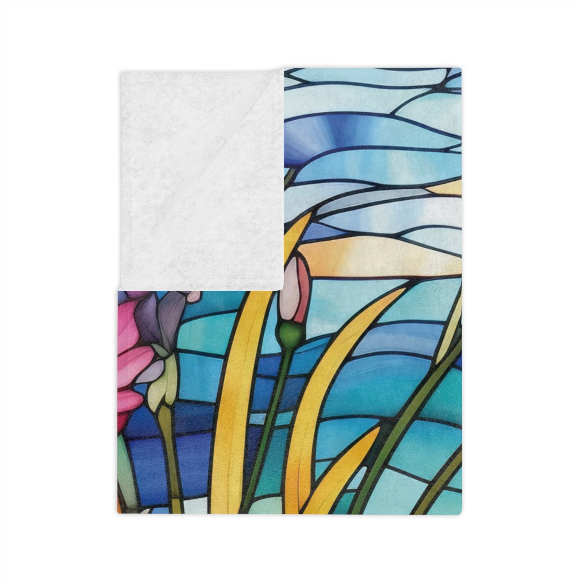 Wildflowers Stain Glass Illusion Minky Blanket Throw Ultra-Soft Minky Blanket Cozy Comfort Blanket Elegant Home Decor Plush Microfiber for Maximum Comfort Blanket, Perfect for Snuggling Decor, Cozy All-Season Warmth, Housewarming Gift Throw - MRSBYVALLE