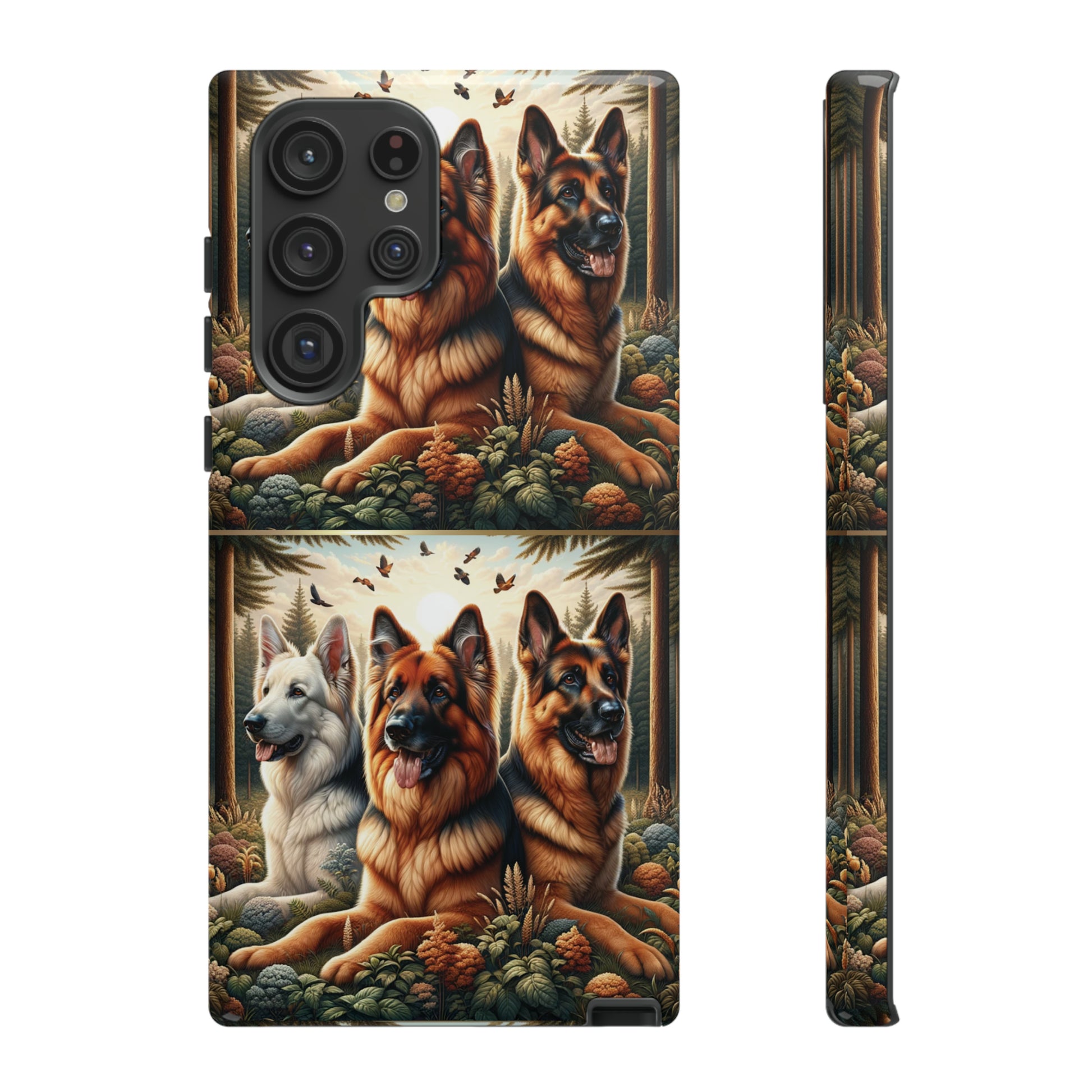 German Shepherd Phone Tough Case Floral Elegant Durable Dog Lover Devices iPhone 15, Samsung iPhone Samsung Accessory Gift for Her.