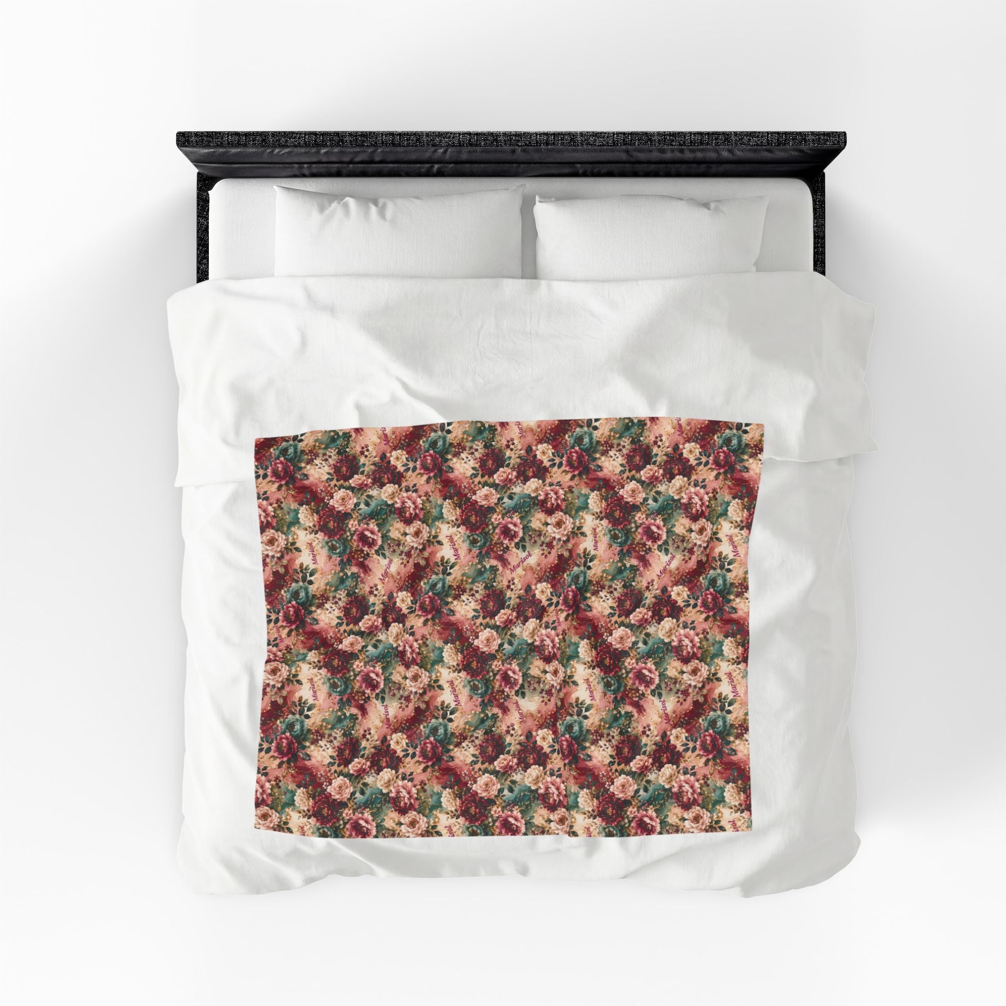 Personalized Luxury Botanical Blanket | Custom Name Velveteen Throw for Women Birthday