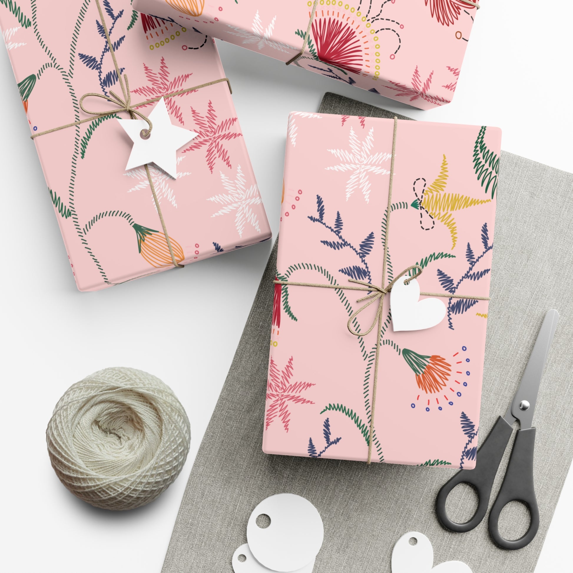 Pink Wildflowers Wrapping Paper Pink Bows Cherries Elegance Perfect for Gifts Weddings, Bridal Baby Showers All Occasion - MRSBYVALLE