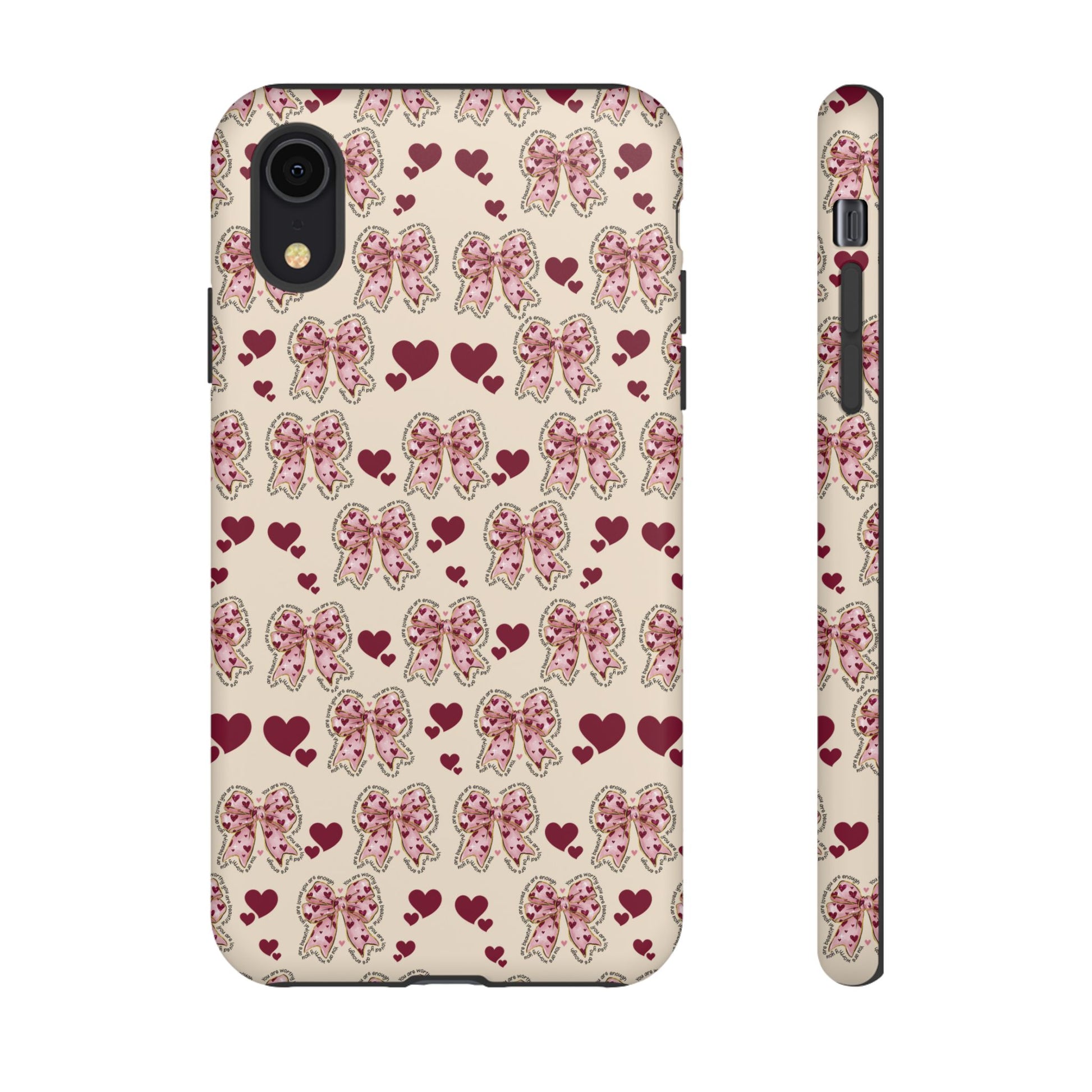 Charming Hearts & Pink Bows Phone Case Stylish & Durable Protection for Your Device | Scratch-Resistant, Slim Fit, and Lightweight Design for Everyday Use for iPhone & Android | Fresh Nature-Inspired Design!