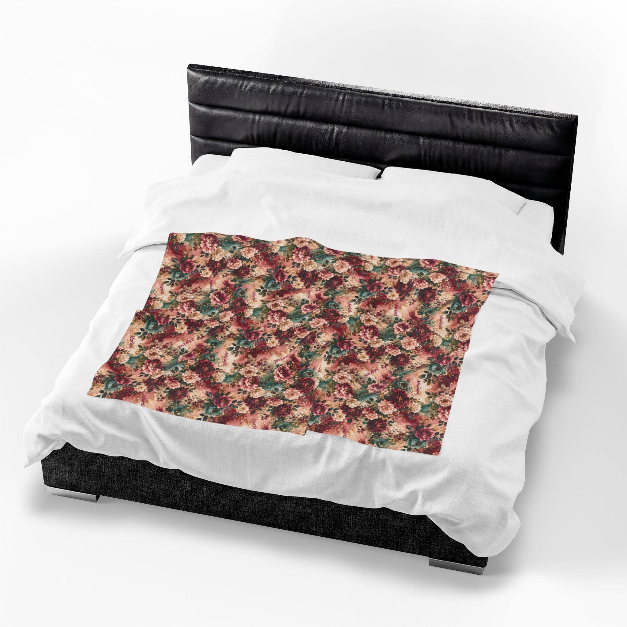 Personalized Luxury Botanical Blanket | Custom Name Velveteen Throw for Women Birthday