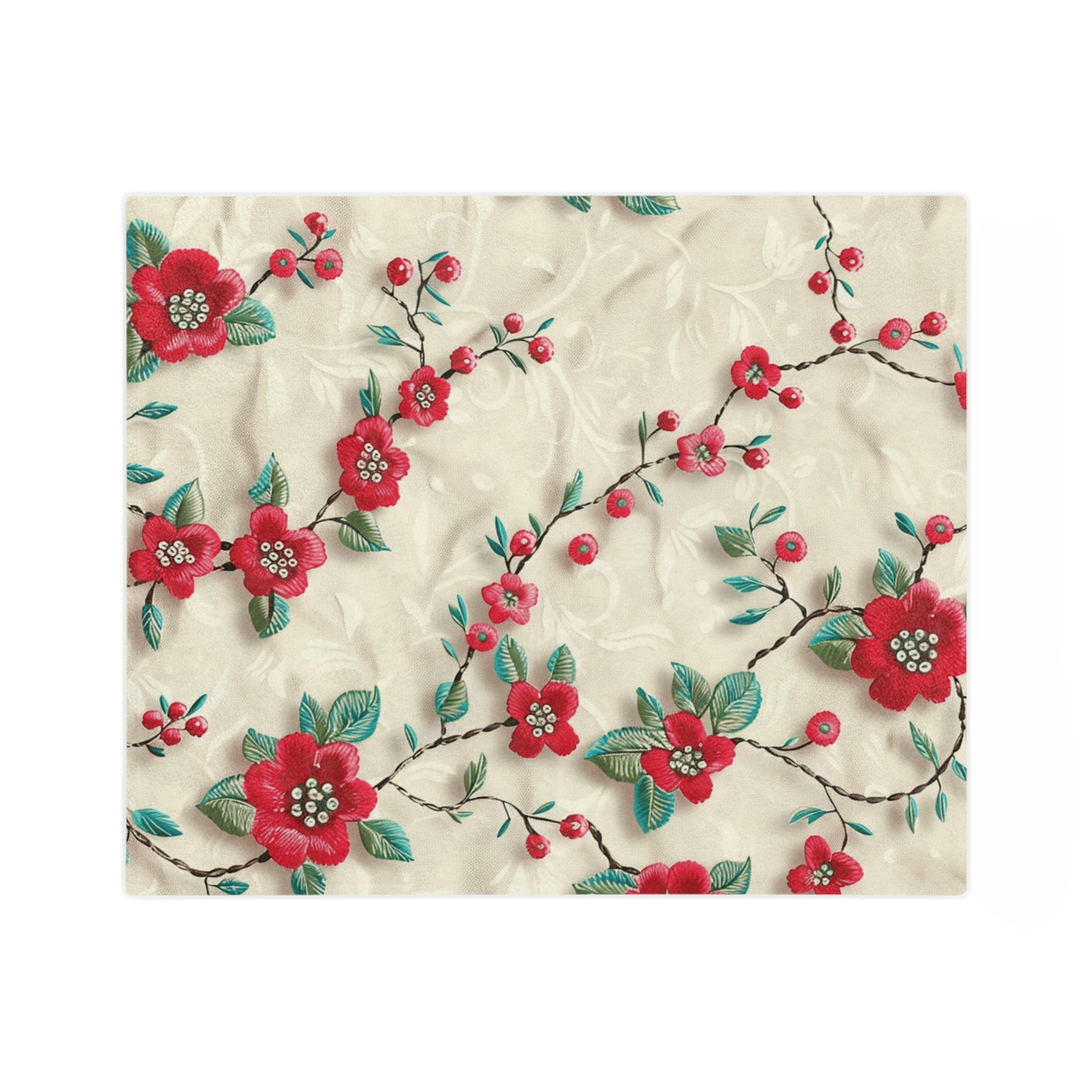 Cozy 3D Embroidery Illusion Red Flowers Minky Blanket Elegant Floral Comfort for Home & Gift Throw - Ultra Soft lightweight Perfect for Home, Couch, or Bed | Best Gift  Comfort Blanket, Perfect for Snuggling Housewarming Gift Throw - MRSBYVALLE