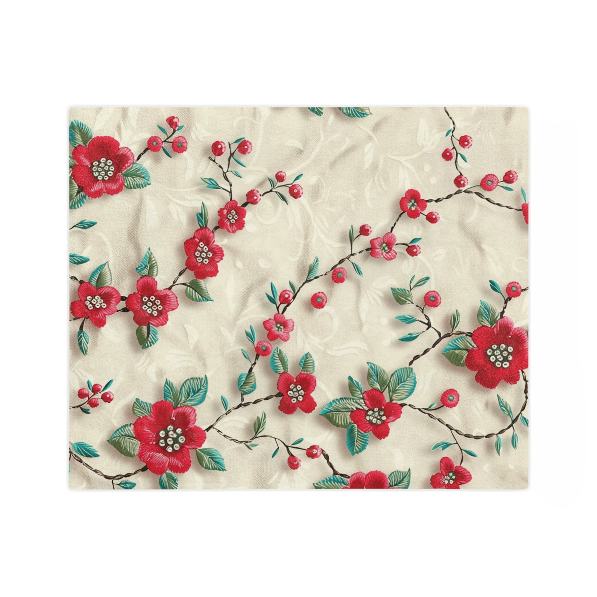 Cozy 3D Embroidery Illusion Red Flowers Minky Blanket Elegant Floral Comfort for Home & Gift Throw - Ultra Soft lightweight Perfect for Home, Couch, or Bed | Best Gift  Comfort Blanket, Perfect for Snuggling Housewarming Gift Throw - MRSBYVALLE