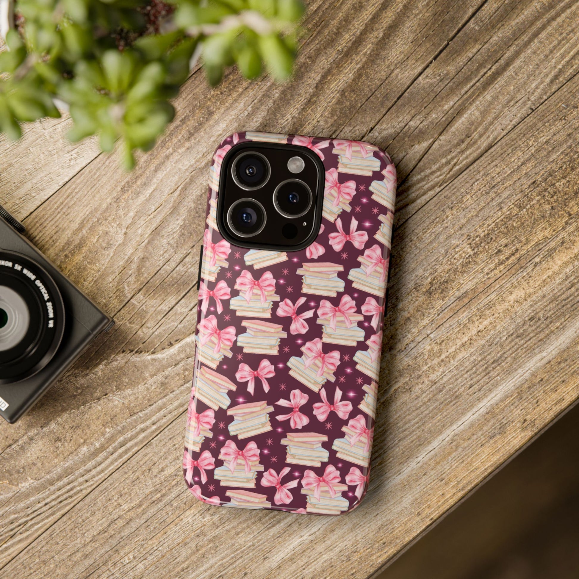 Coquette Pink Bows & Books Phone Case for iPhone 16 15 14 13 12  21 23 Samsung, and Pixel | Stylish Protective Cover Gift for Her Perfect for Floral Lover