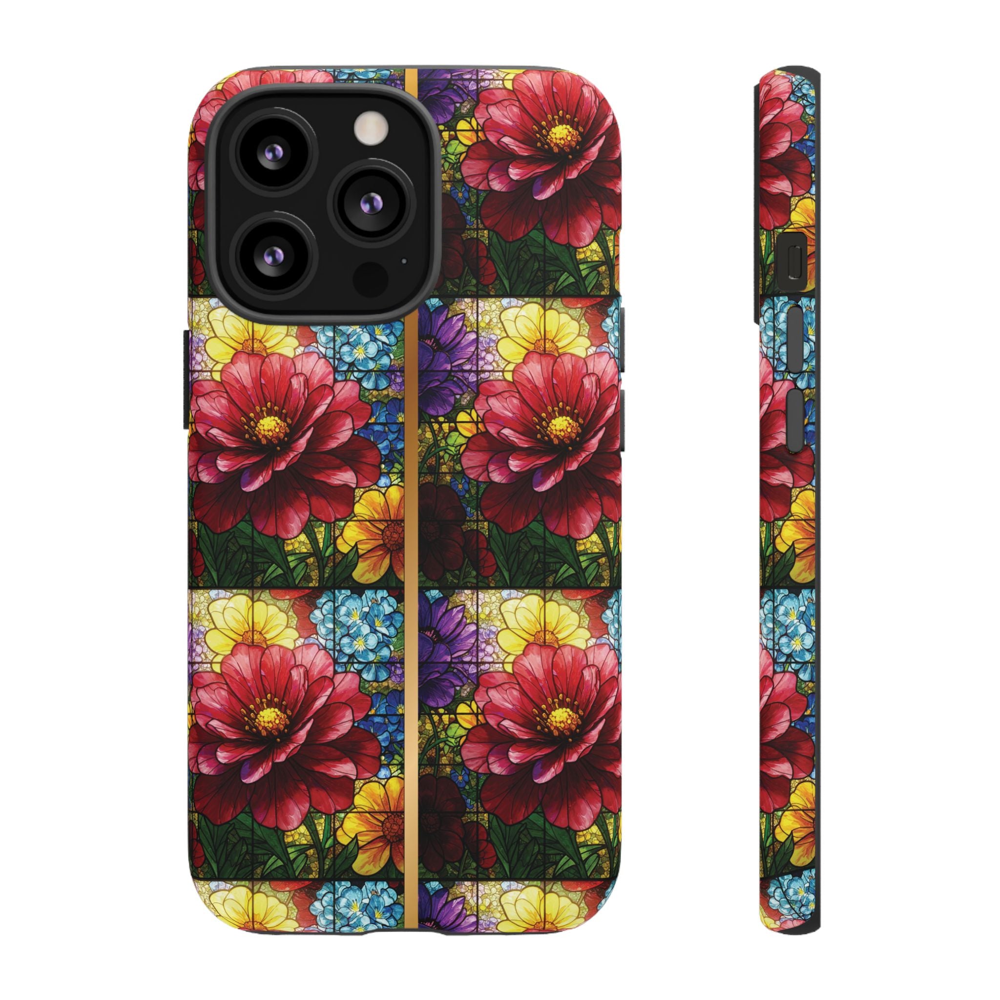 Stained Glass Illusion Floral Phone Case  3D Colorful Flower Design, Protective Christian Gift, Fits iPhone, Samsung, Google Pixel
