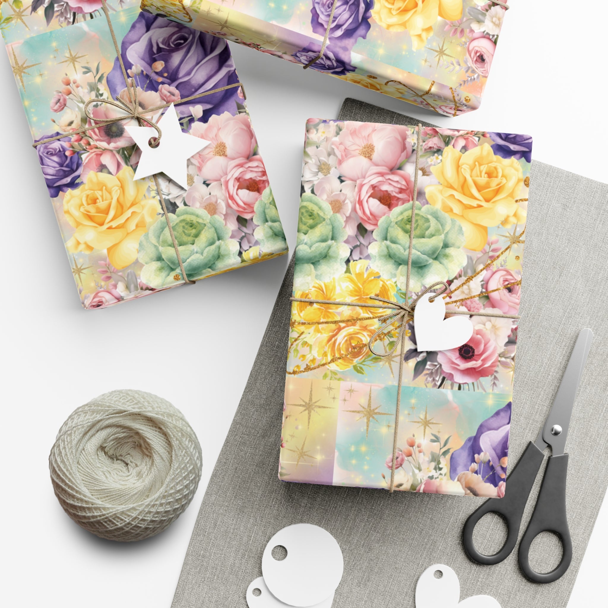 Pastel Floral Wrapping Paper | Vibrant Seasonal Blooms | Perfect for Birthdays, Special Occasions | Premium Quality Gifts Moms Weddings