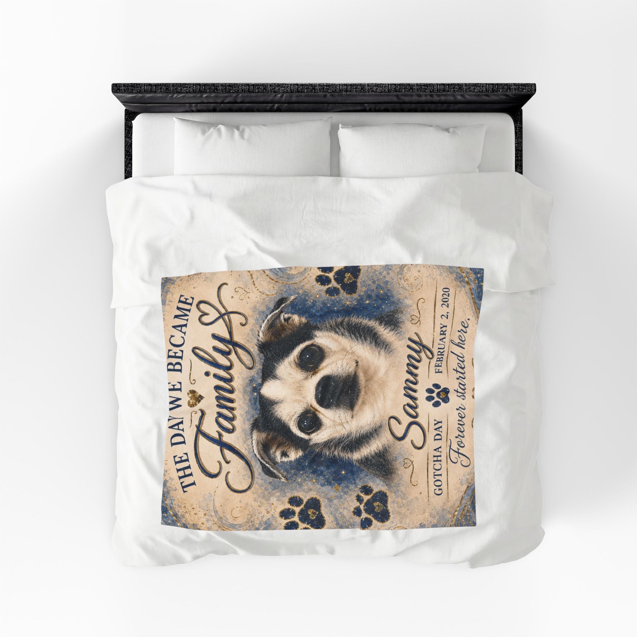 The Day We Became Family Pet Portrait Blanket | Custom Name & Date Velveteen
