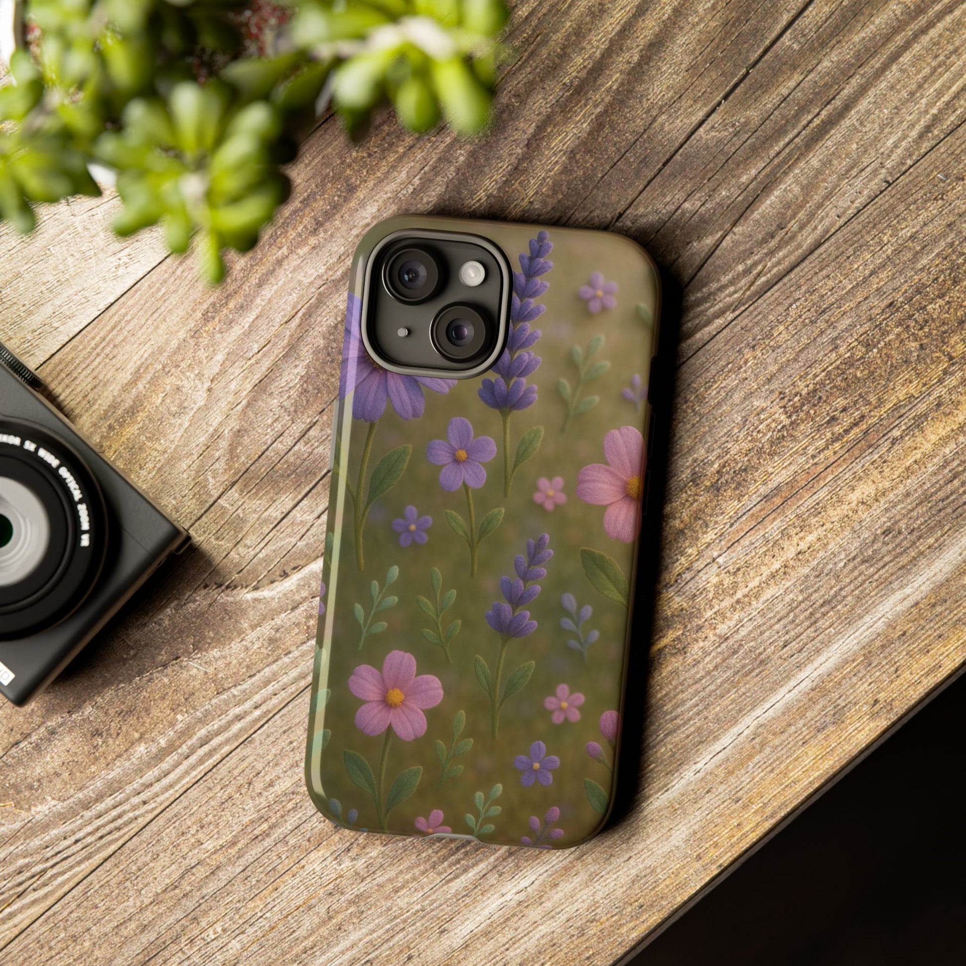 Pastel Flowers 3D Illusion Wildflower Phone Case Cute Pastel Floral Design in Lavender, Pink, Mint Green Aesthetic Protective Case for iPhone and  Android
