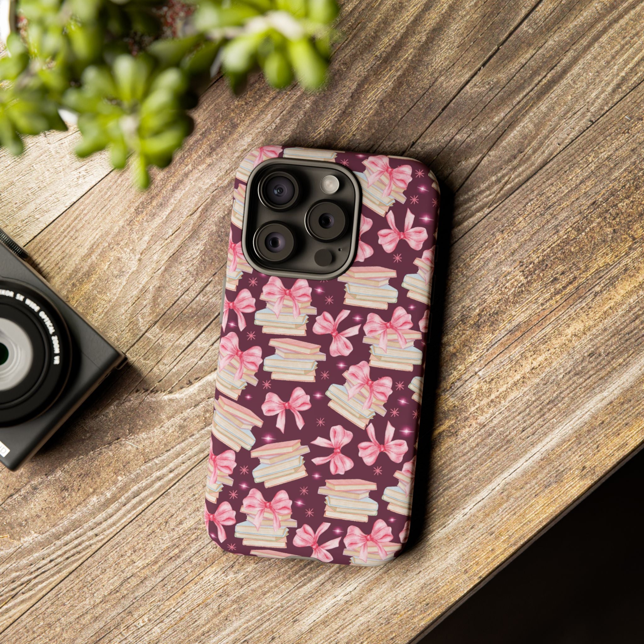 Coquette Pink Bows & Books Phone Case for iPhone 17 and Samsung, Pixel | Stylish Protective Cover Gift for Her Perfect for Floral Lover