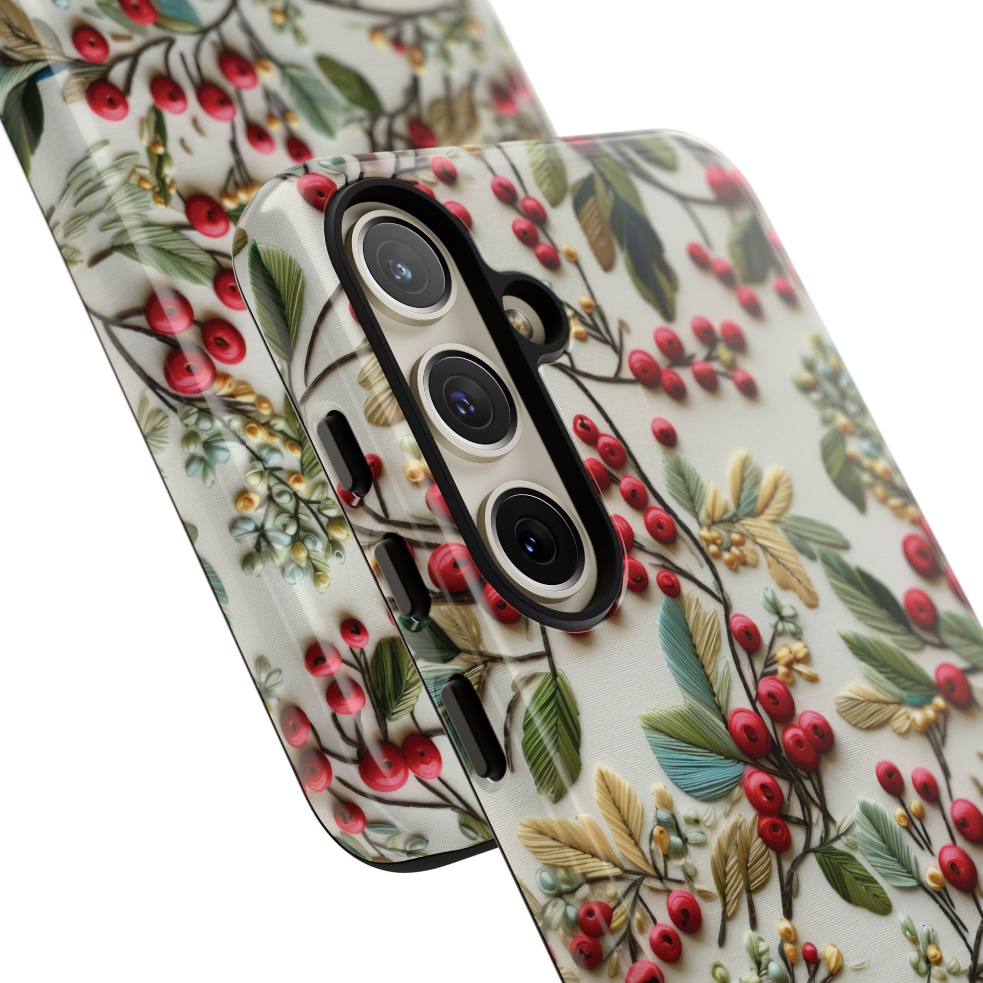 Holly Christmas Wildflowers Boho Chic Design Phone Case - Stylish, Protective Cover for All Models Gift for Mom Accessory Gift for Her