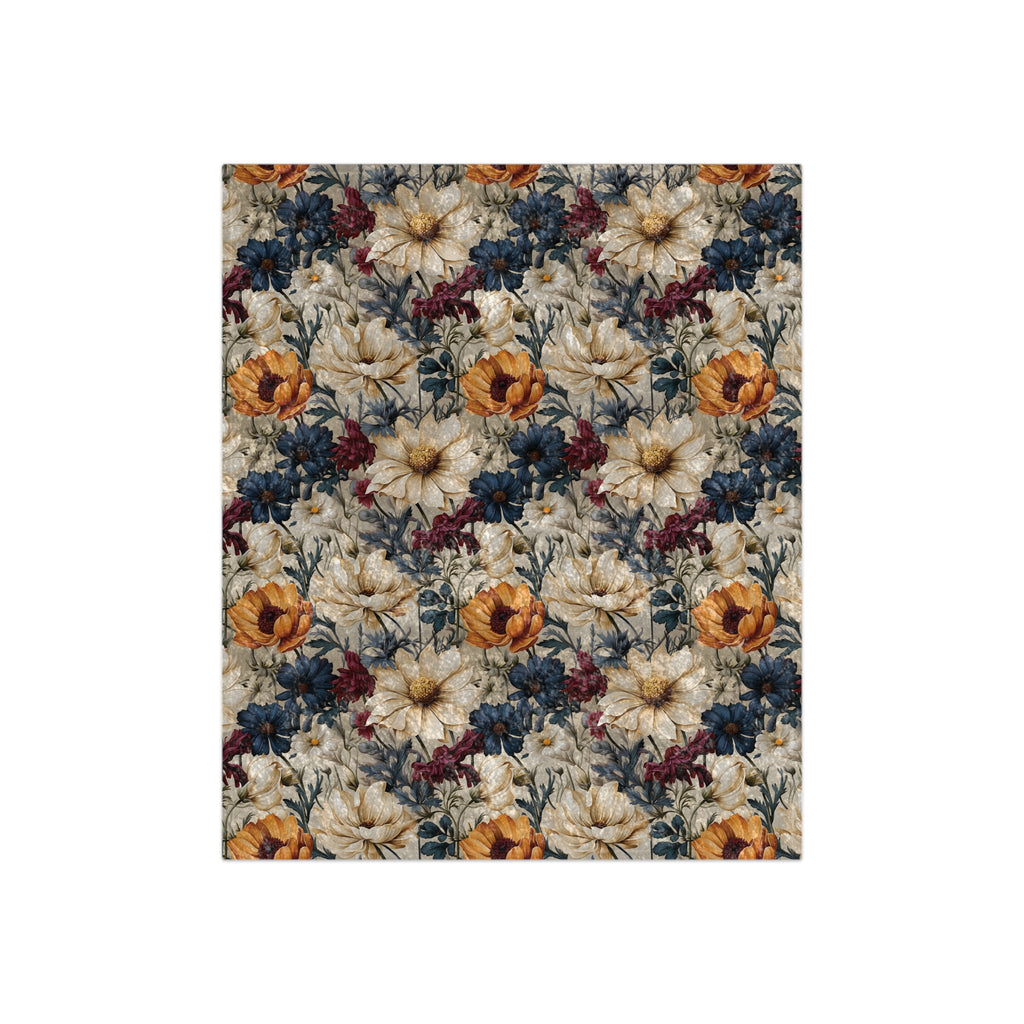 Luxurious Crushed Velvet Blanket 50x60 Inches | Elegant Winter Floral Design in Navy, Amethyst, White & More | Ultra-Soft, Cozy & Stylish for HomeWinter Warmth, Festive Retro-Inspired Perfect for sofas - MRSBYVALLE