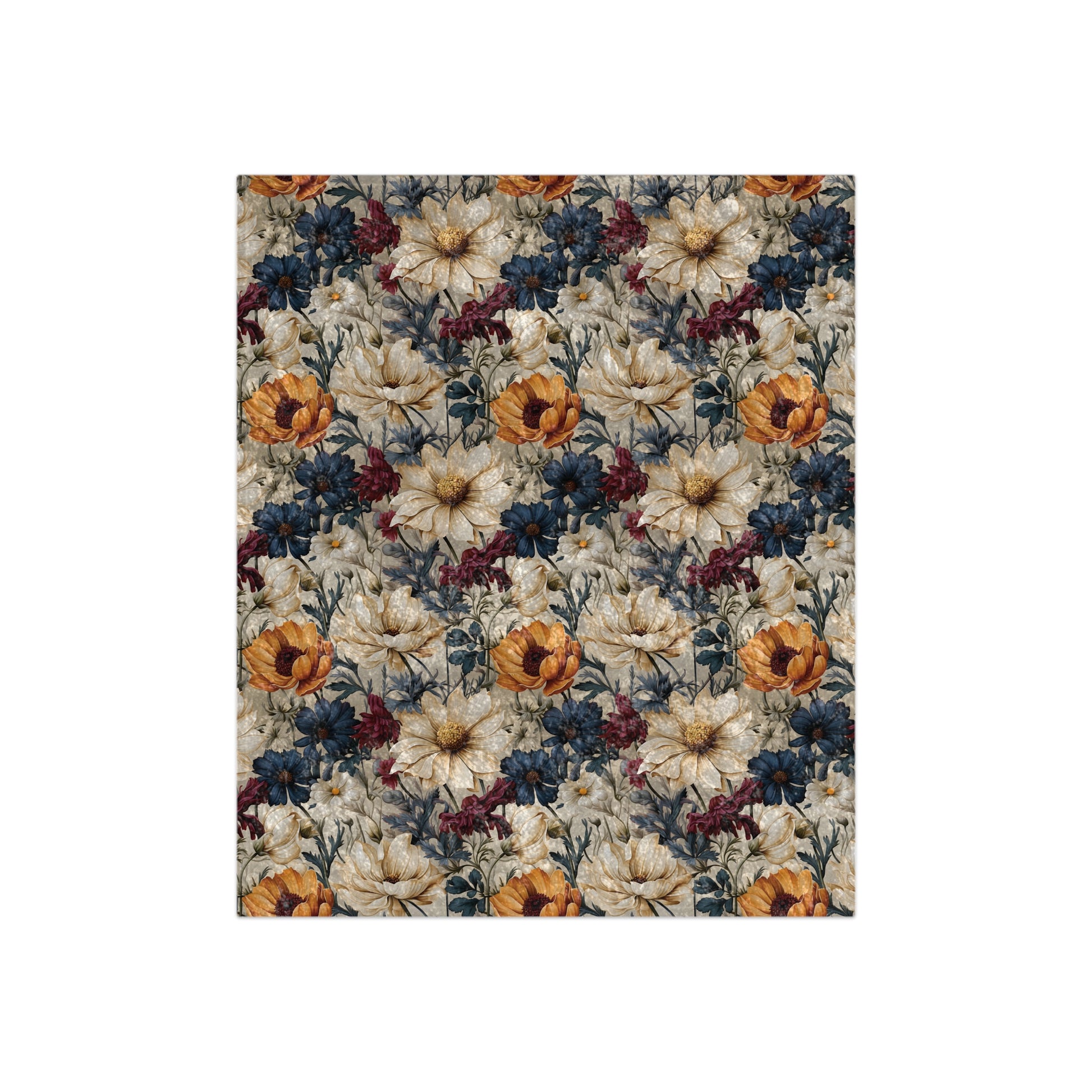Luxurious Crushed Velvet Blanket 50x60 Inches | Elegant Winter Floral Design in Navy, Amethyst, White & More | Ultra-Soft, Cozy & Stylish for HomeWinter Warmth, Festive Retro-Inspired Perfect for sofas - MRSBYVALLE