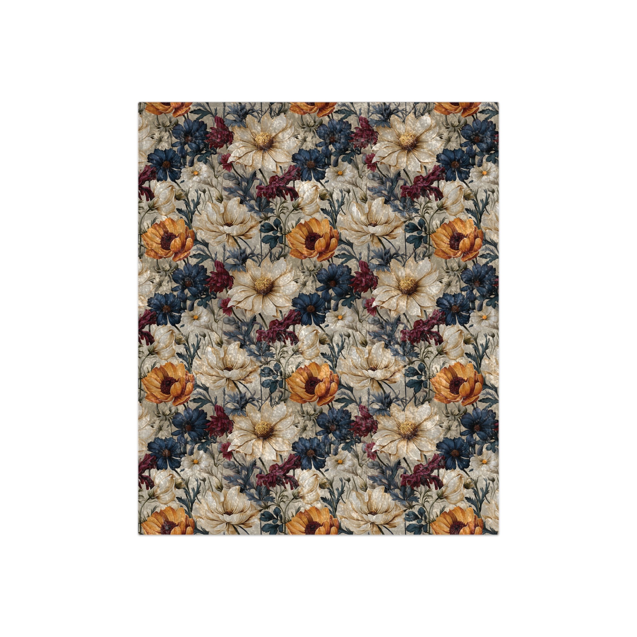 Luxurious Crushed Velvet Blanket 50x60 Inches | Elegant Winter Floral Design in Navy, Amethyst, White & More | Ultra-Soft, Cozy & Stylish for HomeWinter Warmth, Festive Retro-Inspired Perfect for sofas - MRSBYVALLE