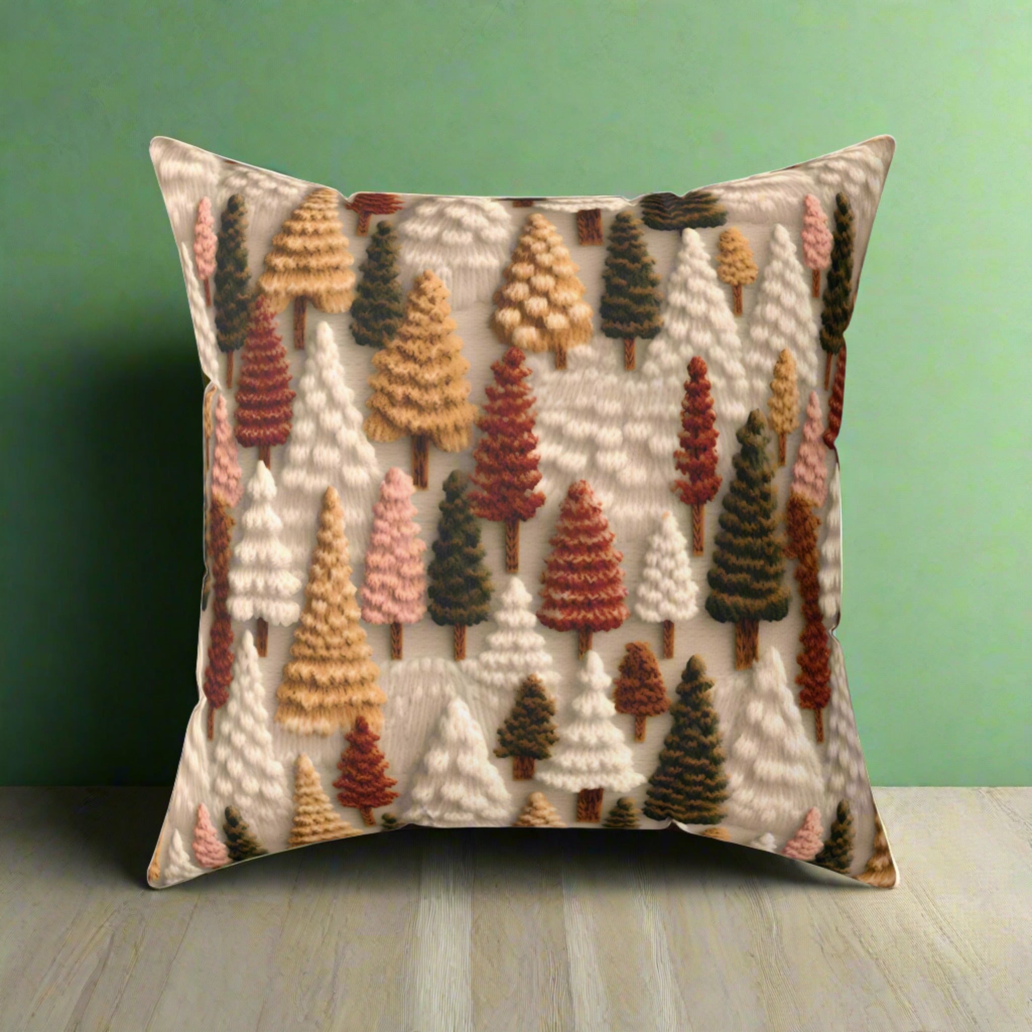 Natural Trees Design Square Pillow Elegant Holiday Decor Perfect for all Seasonal Decorations Perfect Accent for Living Rooms, Bedrooms, Soft, Durable, Pillow Gift New House, Bridal Shower Gift - MRSBYVALLE