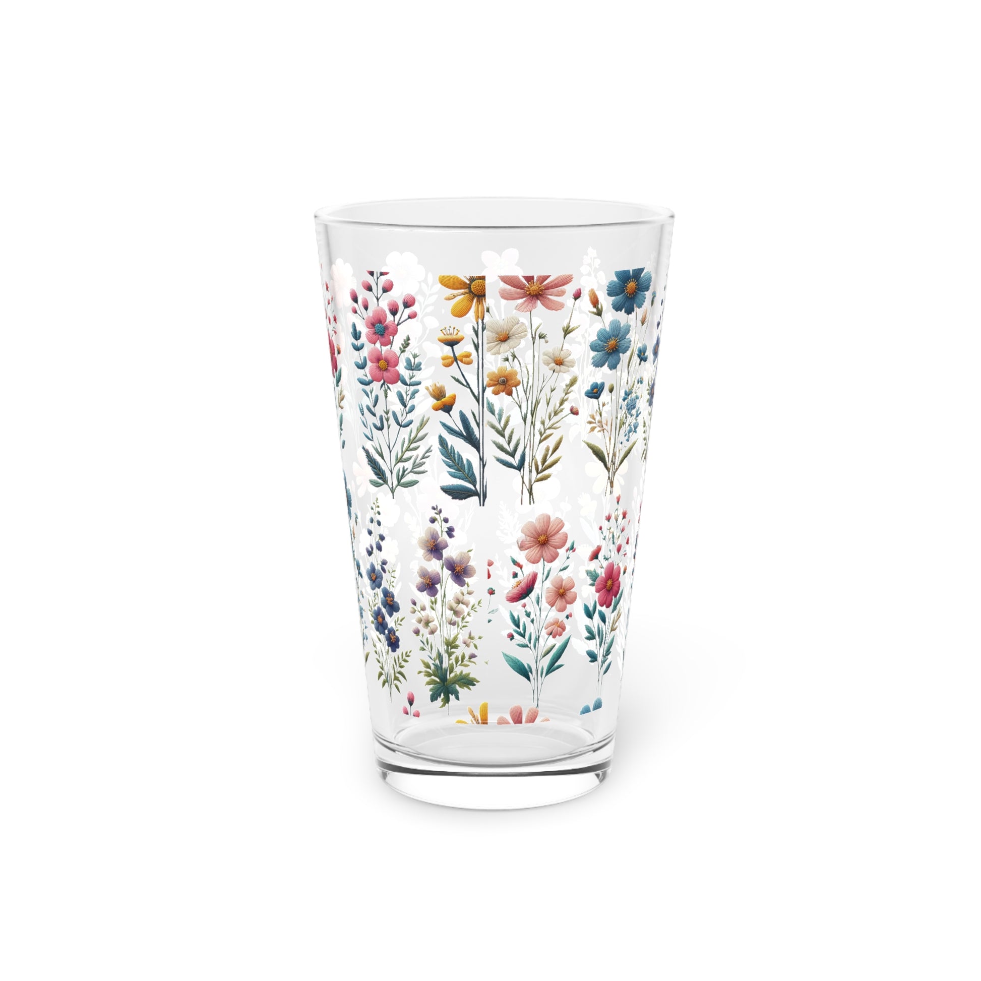 Best Beautiful Wildflower 16 oz Pint Glass Floral Design for Refreshing Drinks Perfect for Home Bars, Parties, and Everyday and Durable Perfect for Parties - MRSBYVALLE