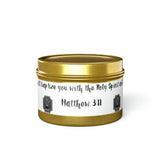 New House Sacred Light Divine Verse Tin Candles Embrace Peace with 4oz/8oz Coconut Soy Wax, Hand-Poured in USA. Lead-Free Wick, 20-40hr Burn. Evergreen, Vanilla, More Spiritual Ambiance Awaits Pure Harmony Grace..