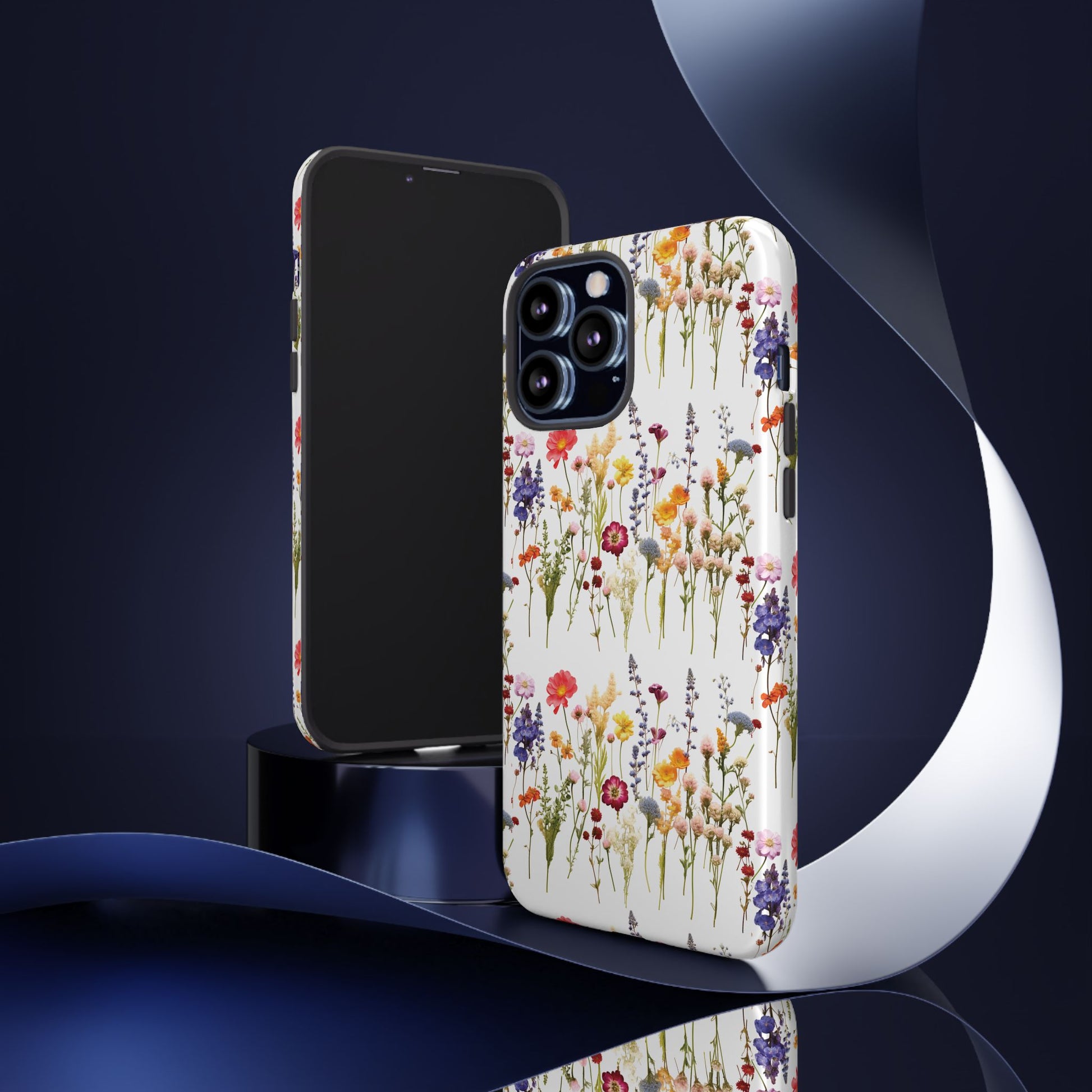 White Best Phone Case Press Flowers Floral 3D Illusion Luxury Tough Case Floral Elegant Durable Stylish for Modern Devices iPhone 17, 16, 15, Samsung iPhone Samsung Accessory Gift for Her